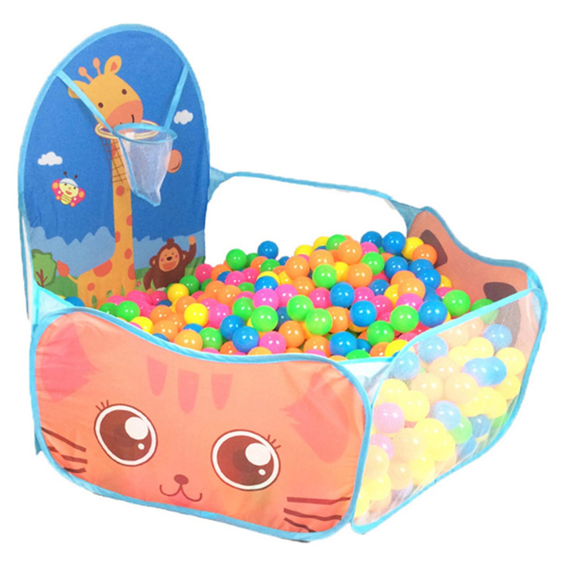 Piscina con Palline per Bambini, Vasca con Palline in Schiuma Pieghevole Pop-up con canestro da Basket, Resistente agli Strappi per i più Piccoli, Non Incluse
