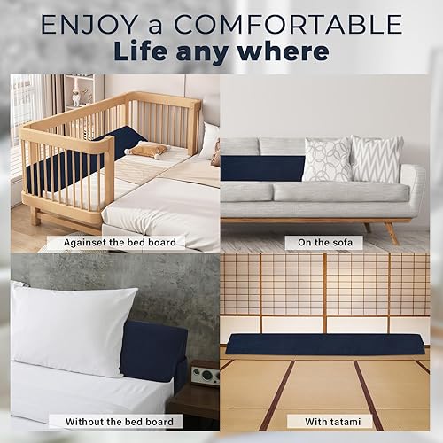 Vista 16 de Vekkia - Almohada triangular, cabecera para cama King, cierra los espacios de 0 a 6 pulgadas entre la cabecera y el colchón, color blanco, de 76 x