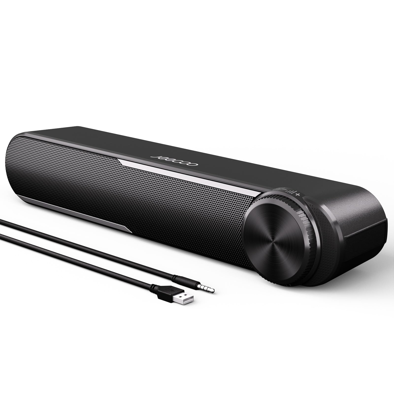 Jeecoo A30 PC Lautsprecher,Computer Lautsprecher für Pc,USB Powere PC Soundbar Schwarz, Lautsprecher Boxen für Pc, Laptop,Monitor,Ipad,Tablets,Smartphone (USB+3.5mm