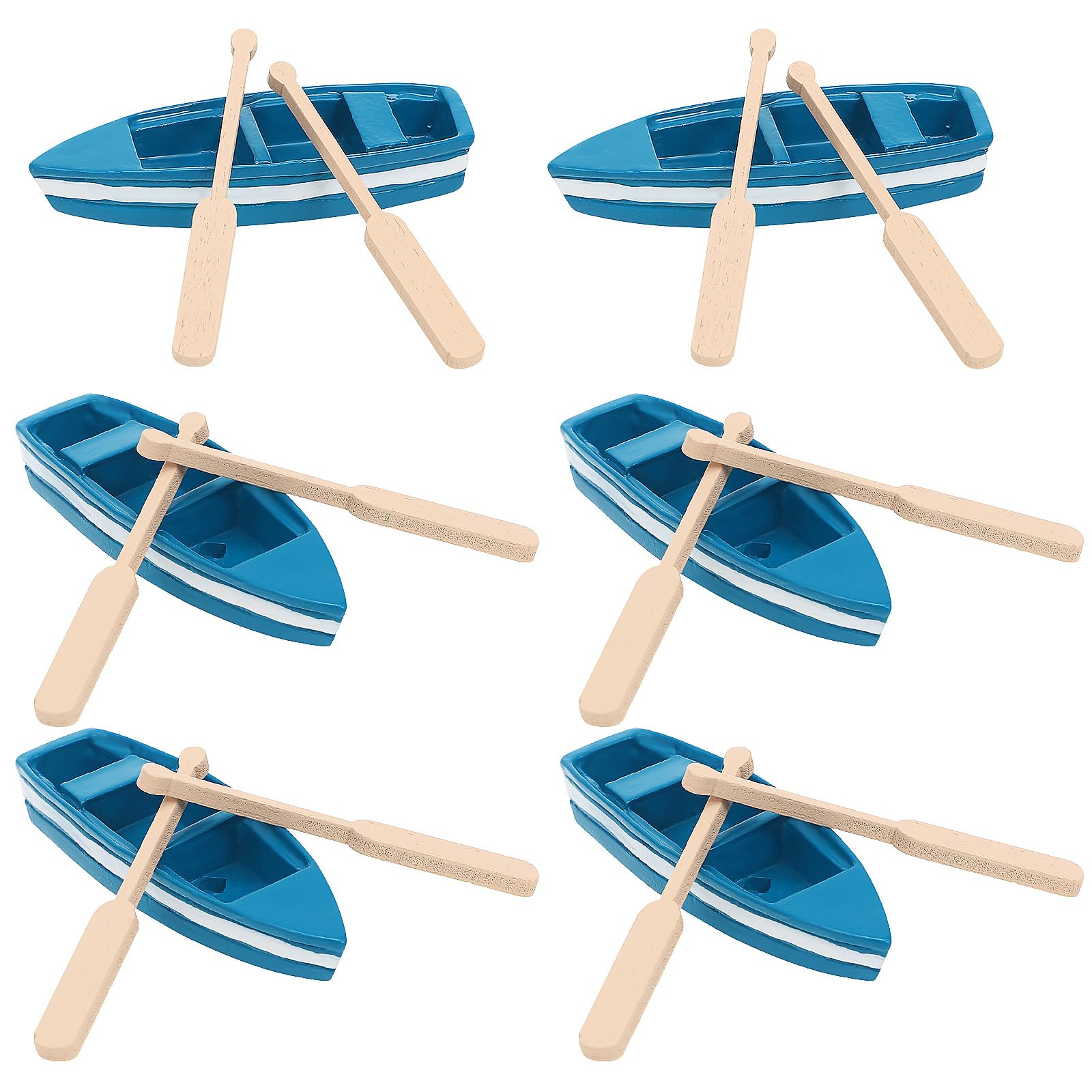 DIYEAH 6 Pcs Canoe Rowing Boat Decor Mediterranean Decor Bedroom Tabletop Decor Wood Boat Sail Boat Mini Boats Boat Ornament Ocean Decor Nautical Boat Model Sailing Boat Miniature