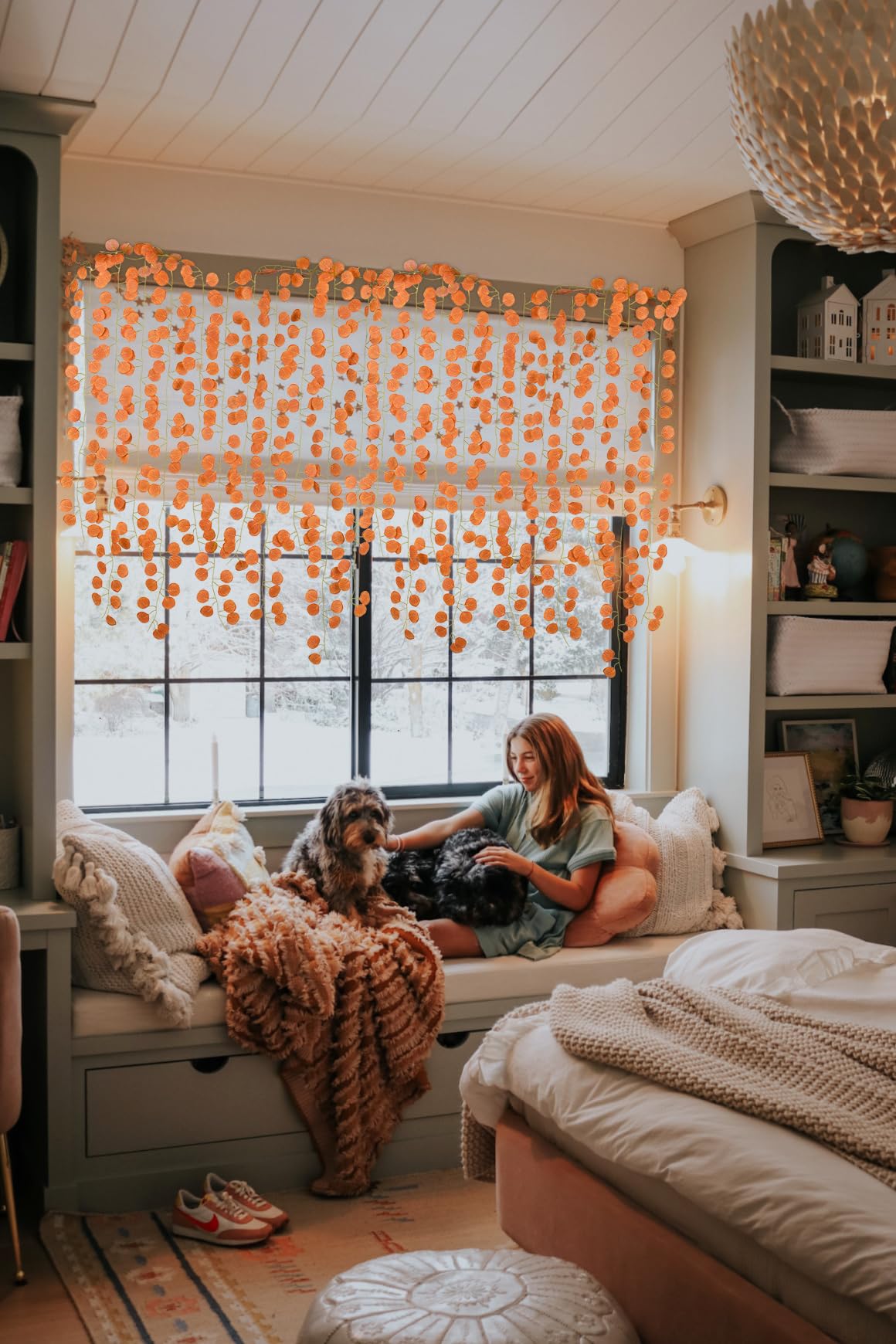 DearHouse 86 Feet 12 Strands Artificial Eucalyptus Leaf Plants Fall Garland Vine Hanging Eucalyptus Garland Thanksgiving Decor for Home Kitchen Wedding Wall Decor