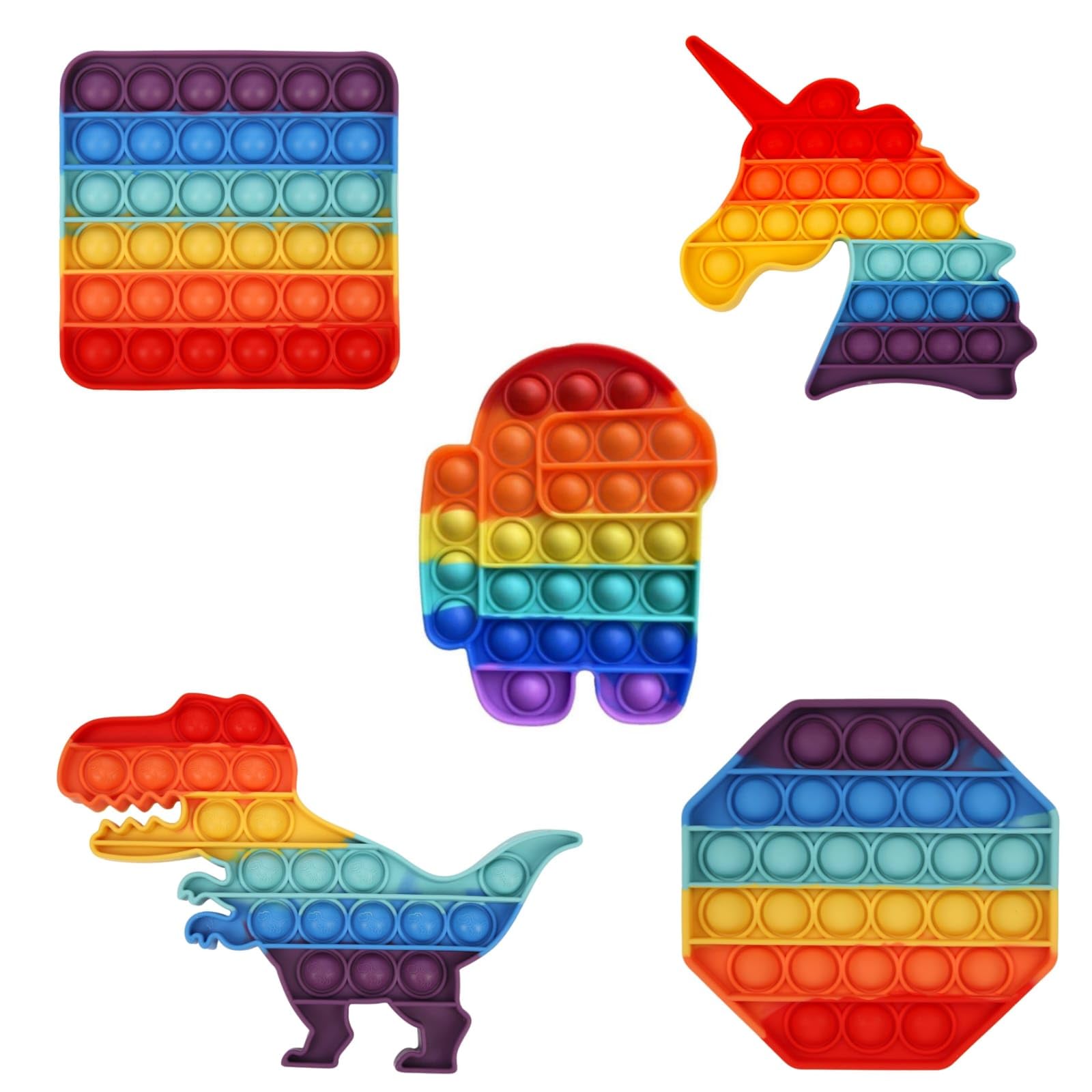 Grab MantraPop It Fidget Toys for Kids, Adults and Autism ADHD ADD to Relieve Stress, Bubble Popping Sensory Fidget Toy, Special Learning, Anxiety Stress Relief Squeeze Toy (Set of 5 Animals)