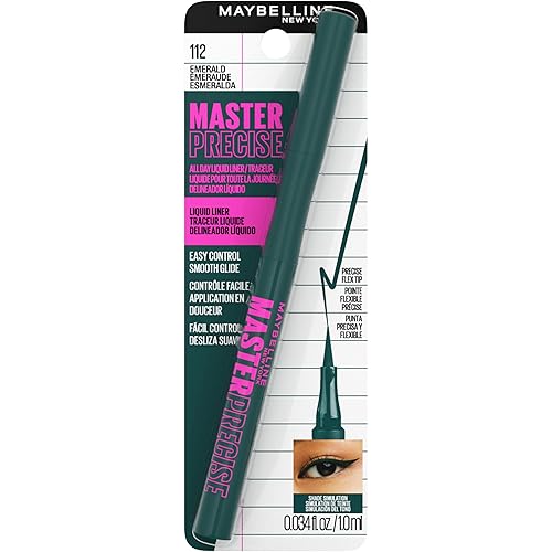 Miniatura 7 de MAYBELLINE Master Precise - Delineador líquido para todo el día, maquillaje delineador de ojos impermeable para hasta 30 horas de uso, verde