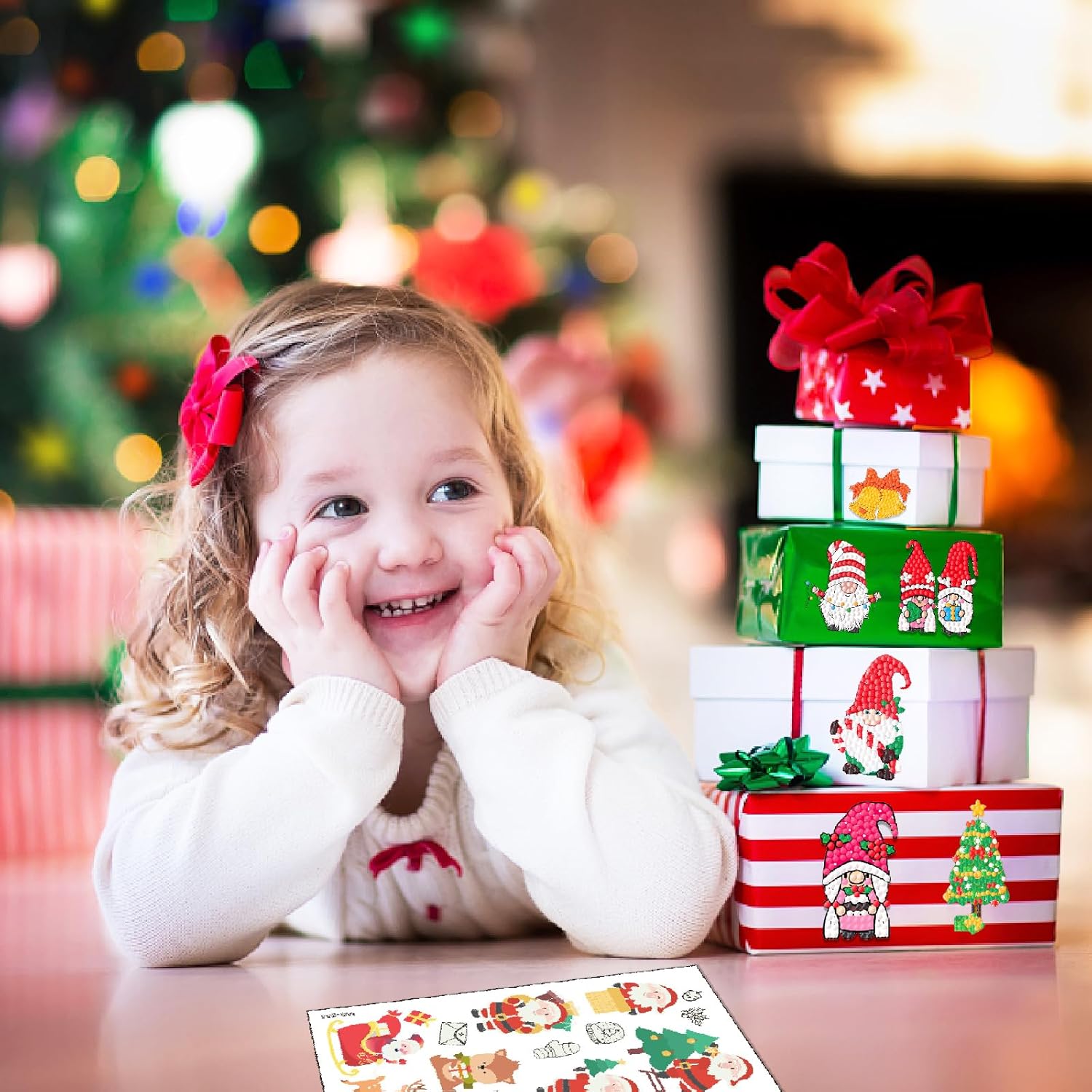 Acuiwer 5D Diamond Painting Stickers Kit for Kids (#1-Xmas-27pcs+2)