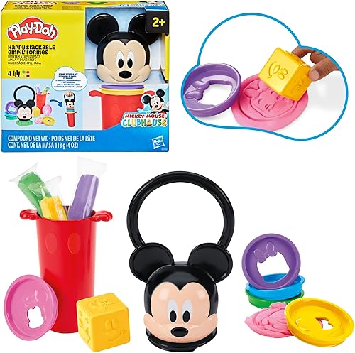Play-Doh Disney Junior Mickey Mouse Clubhouse, juego de juguetes apilables, juguetes preescolares, regalos de artes y manualidades para niños