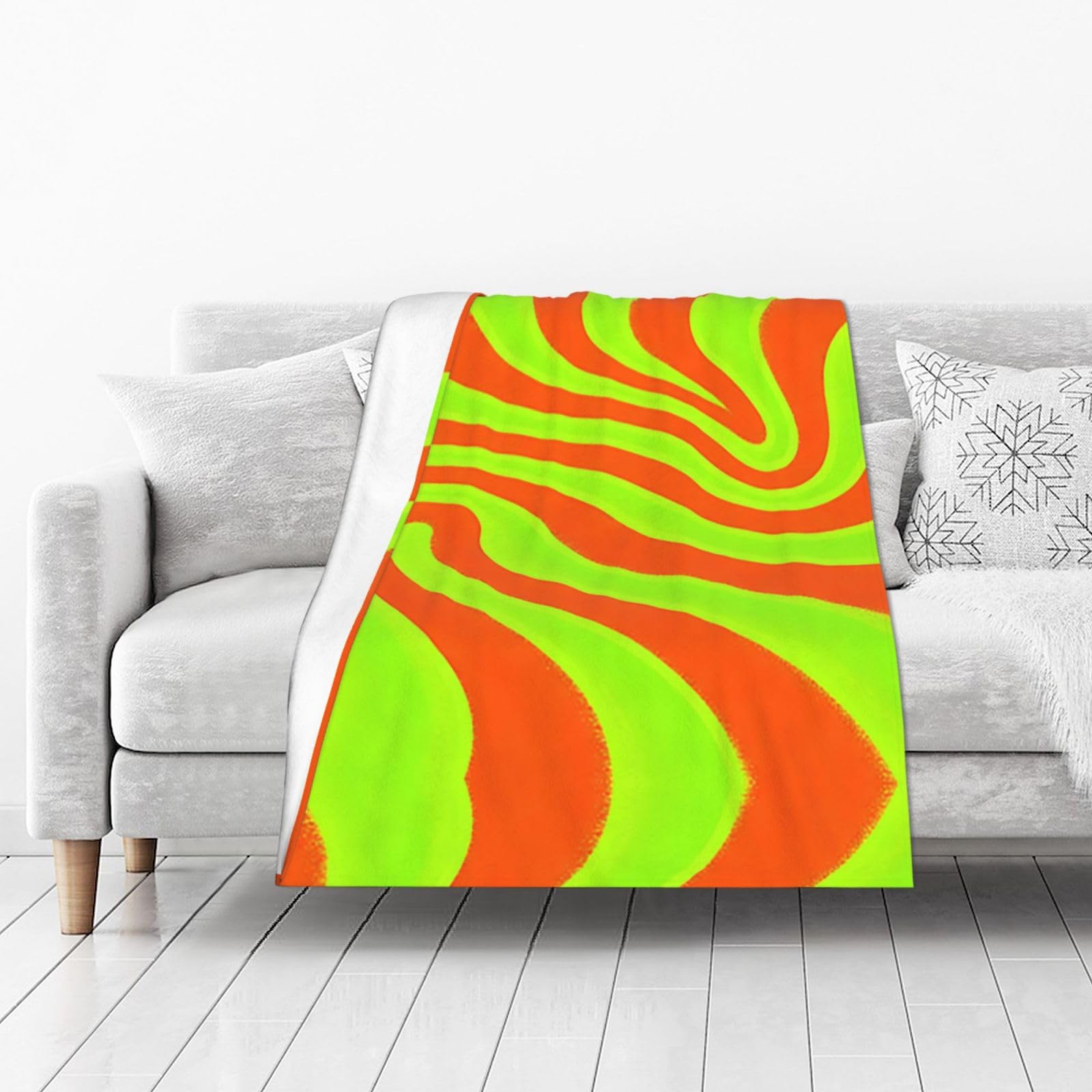 DUYIOKH Lime Orange Swirl Print Thick Throw Blanket, Blanket for Couch Bed Warm Travel Blanket for Camping Movie Night