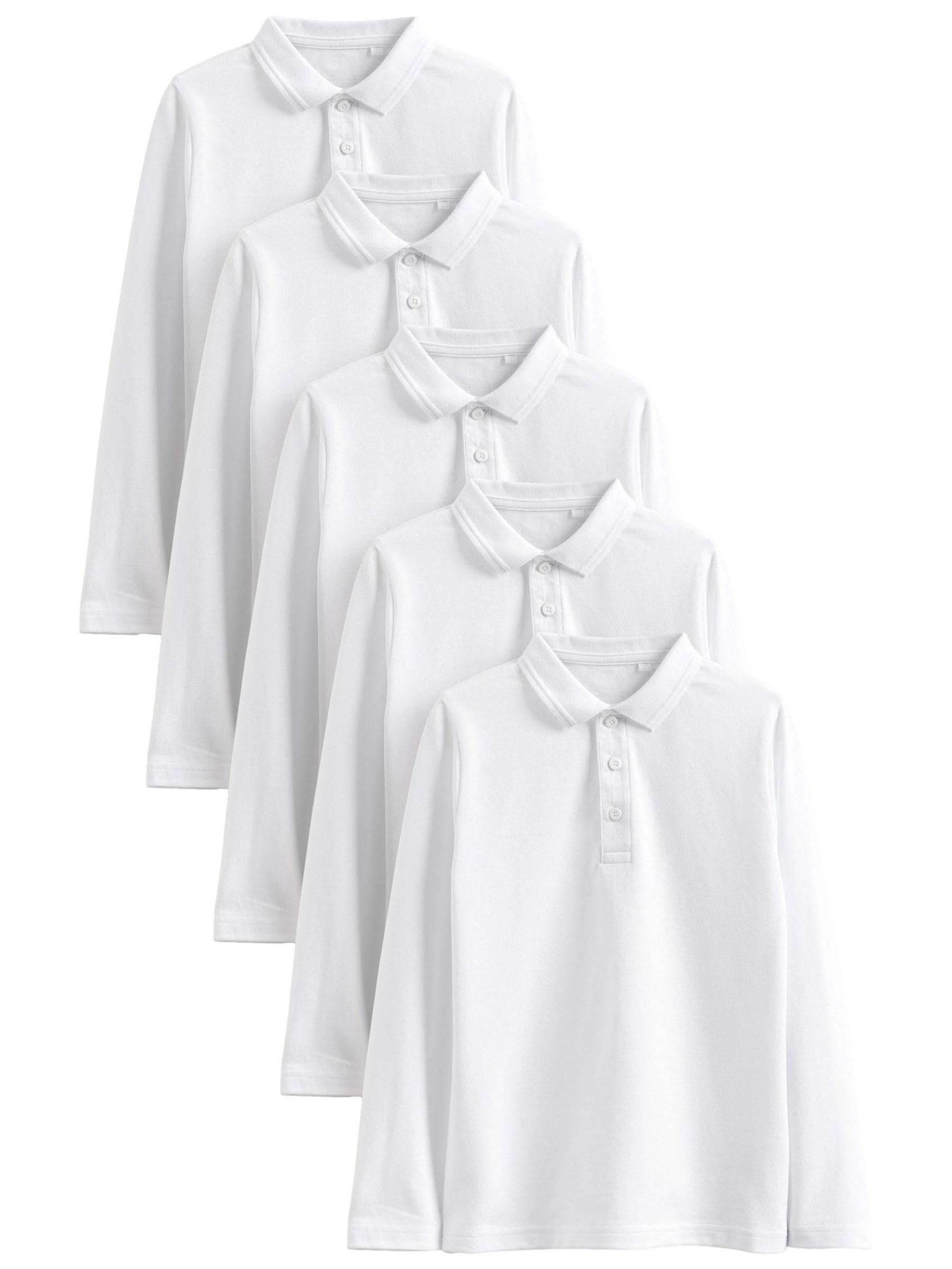NEXT Niños Pack de 5 Polos Escolares de Manga Larga 100% algodón