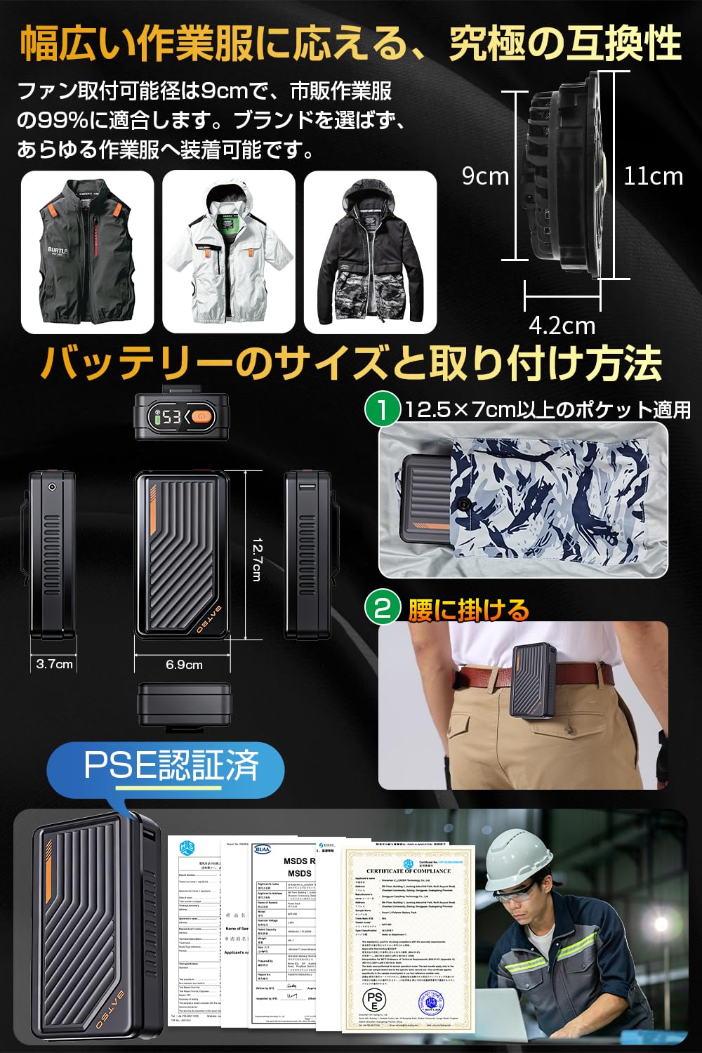 Amazon.co.jp: 【53V超高出力 46500mAhバッテリー】ファンバッテリー