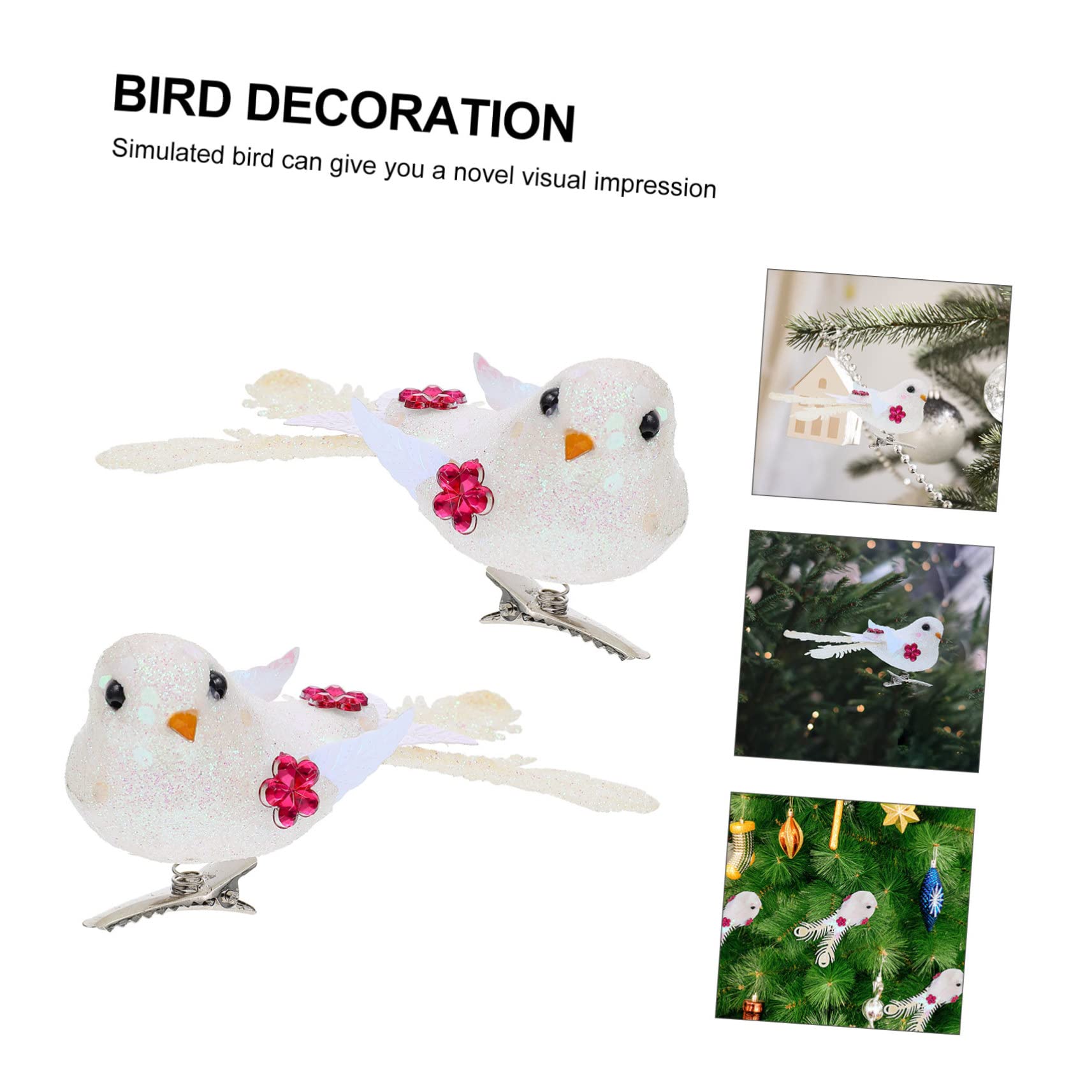 Amosfun 6 Sätze Schaum Vogel Weihnachtsbaumdeko Tannenbaum Dekoration Türdeko Weihnachten Klampen Vogel- Gefälschte Vogelfiguren Vogeldekoration Weihnachtsbaum Weiß 6 Stück * 6