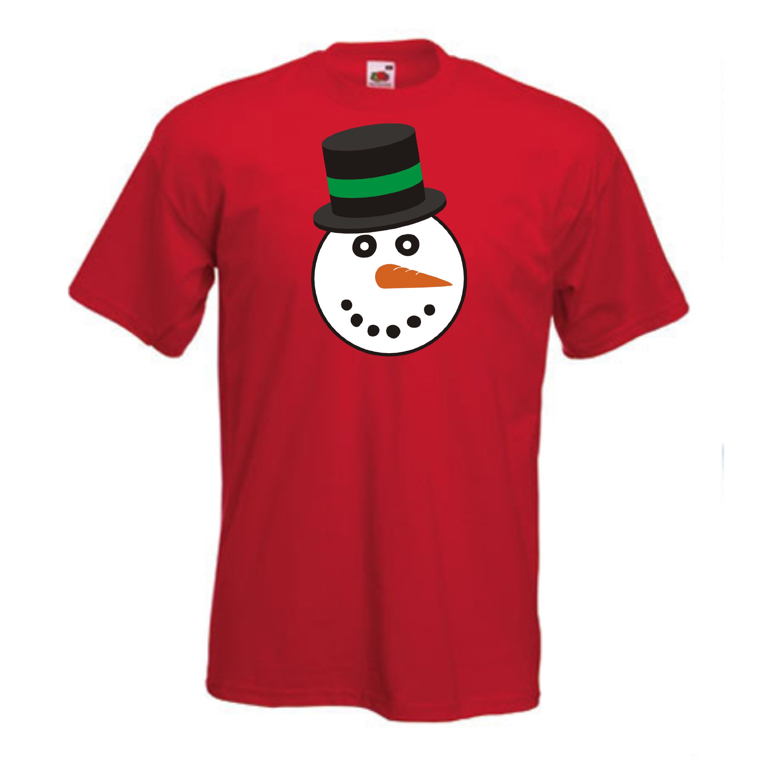 Reality Glitch Men's Snowman Face T-Shirt Red
