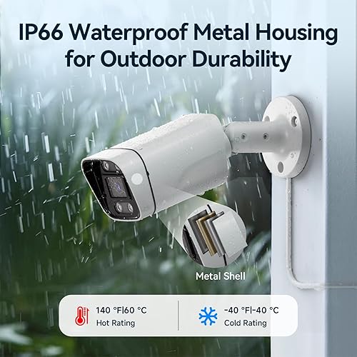 Miniatura 4 de Sistema de cámara de seguridad con cable, 4CH 5MP Lite AHD TVI DVR grabadora DVR kit de vigilancia DVR, 4 x 5MP cámara CCTV de doble luz para uso en