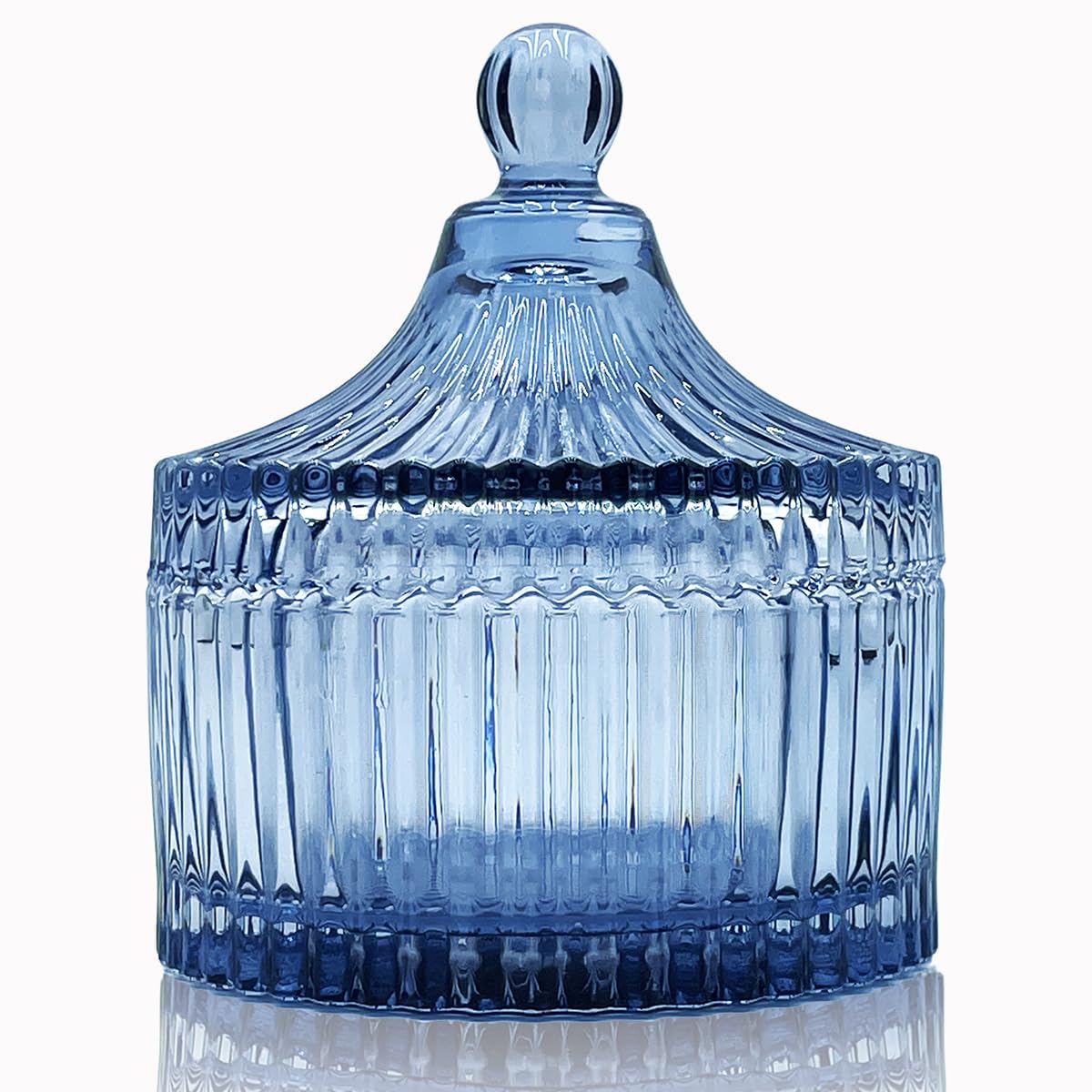 YILUSHENGHUA Colorful Glass Jar With Lid,Powder Puff Dish,Jewelry Box,Buffet Jar Biscuit Containers Food Storage,Decorative Jar(Grey-blue)