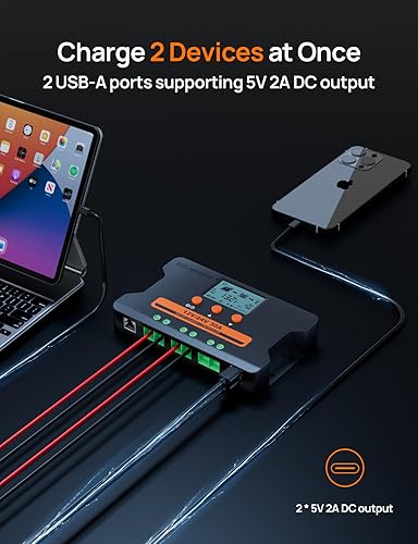 Miniatura 7 de ECO-WORTHY Controlador de carga solar de 30 A con Bluetooth, WiFi, conexión remota de aplicación, regulador de batería personalizado de panel solar,