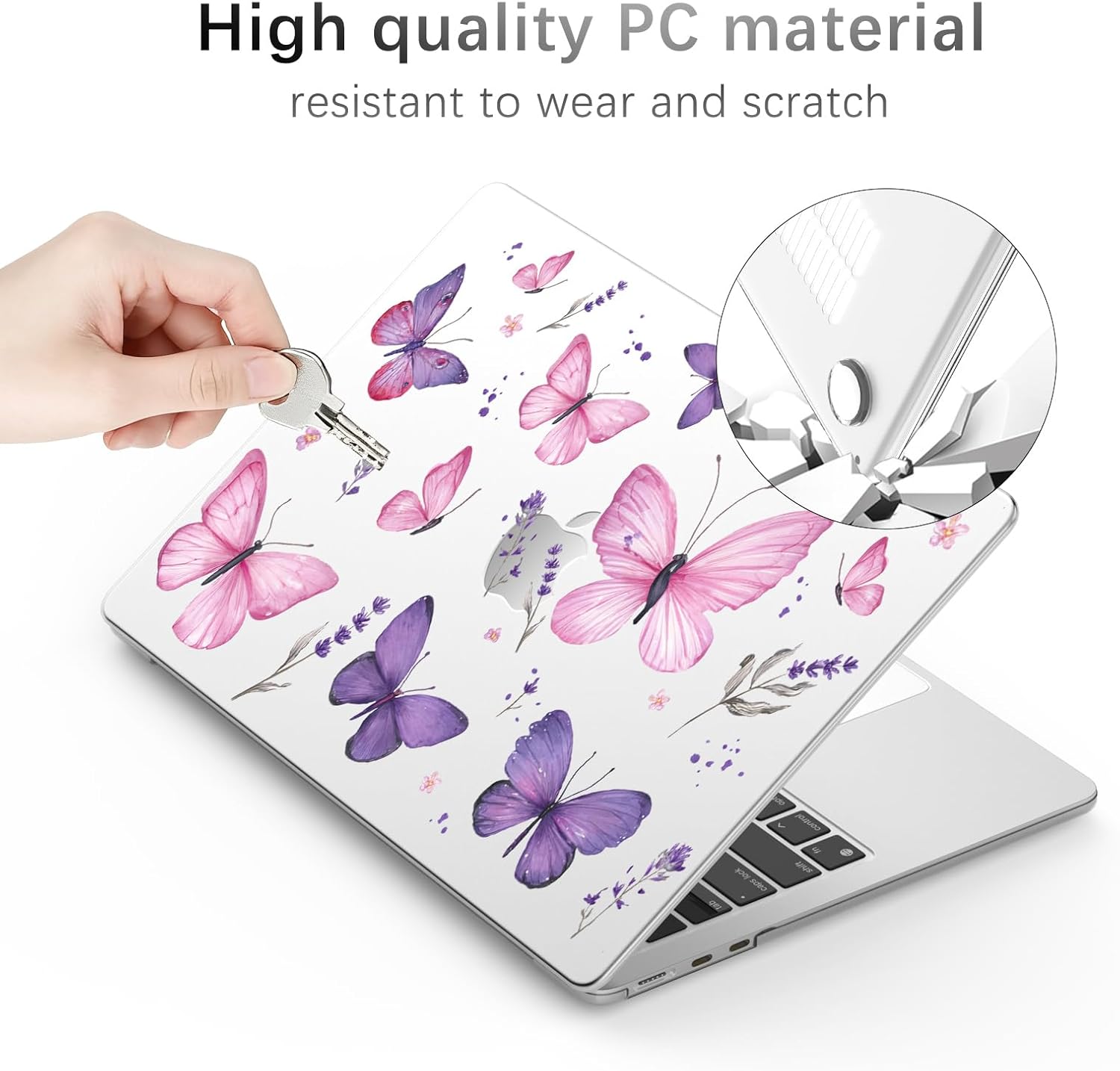 Joyland Compatible with MacBook Air 13.3 inch Case M1 2022 2021 2020 2019 2018 Release A2337 M1 A2179 A1932,Plastic Hard Shell Case,Butterfly