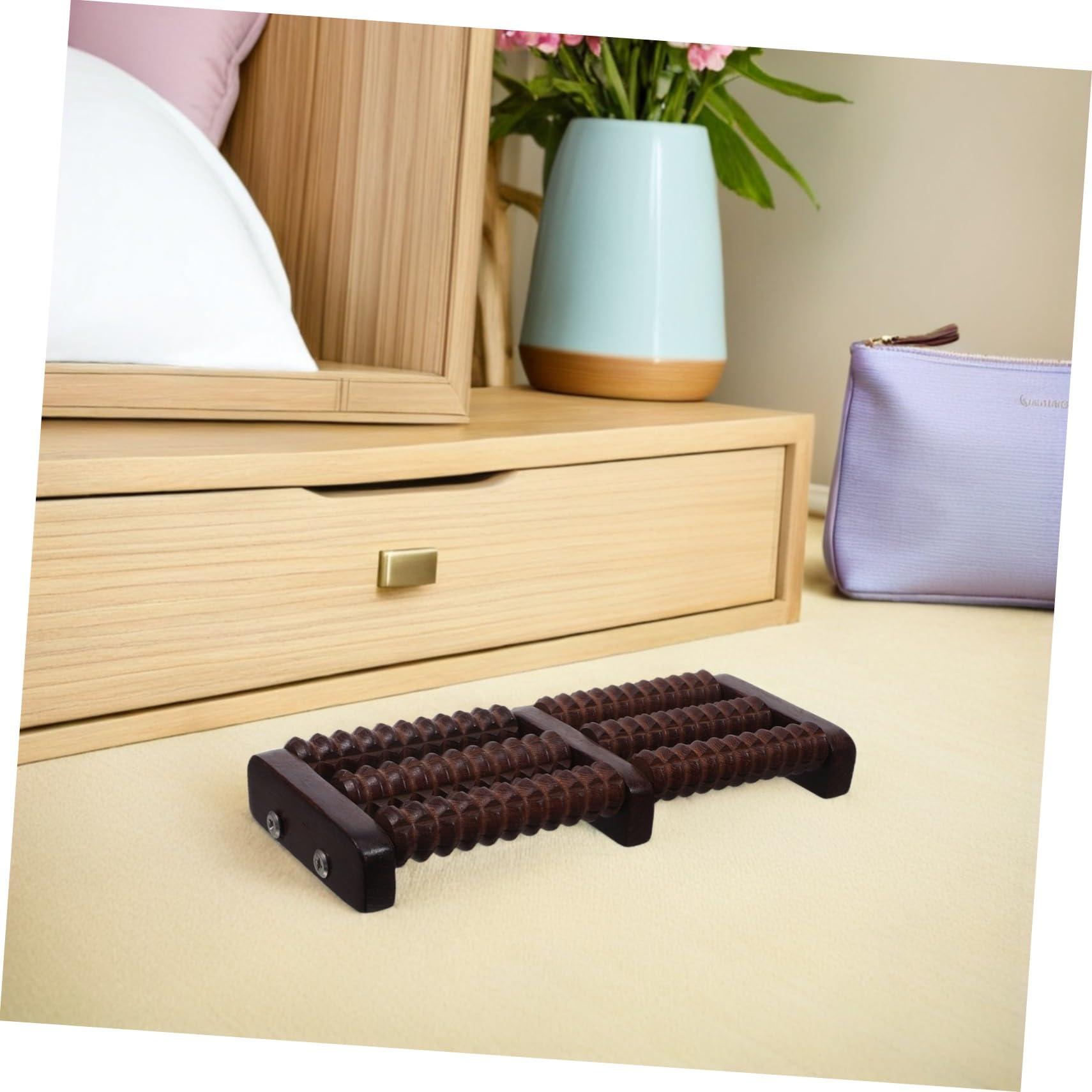 Holz-fußroller Massagegerät für Füße Tragbarer Manueller Fußmassageroller zur Tiefen Muskelentspannung Leiser Akupressur-massageroller für Fußreflexzonen Kompakt und Reisetauglich