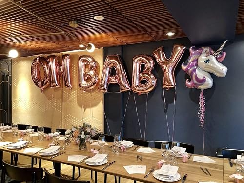 Miniatura 10 de Globos de oro rosa de 34.0in con letras de globos de helio A a Z, para novia, baby shower, boda, cumpleaños, fiesta, graduación, decoración