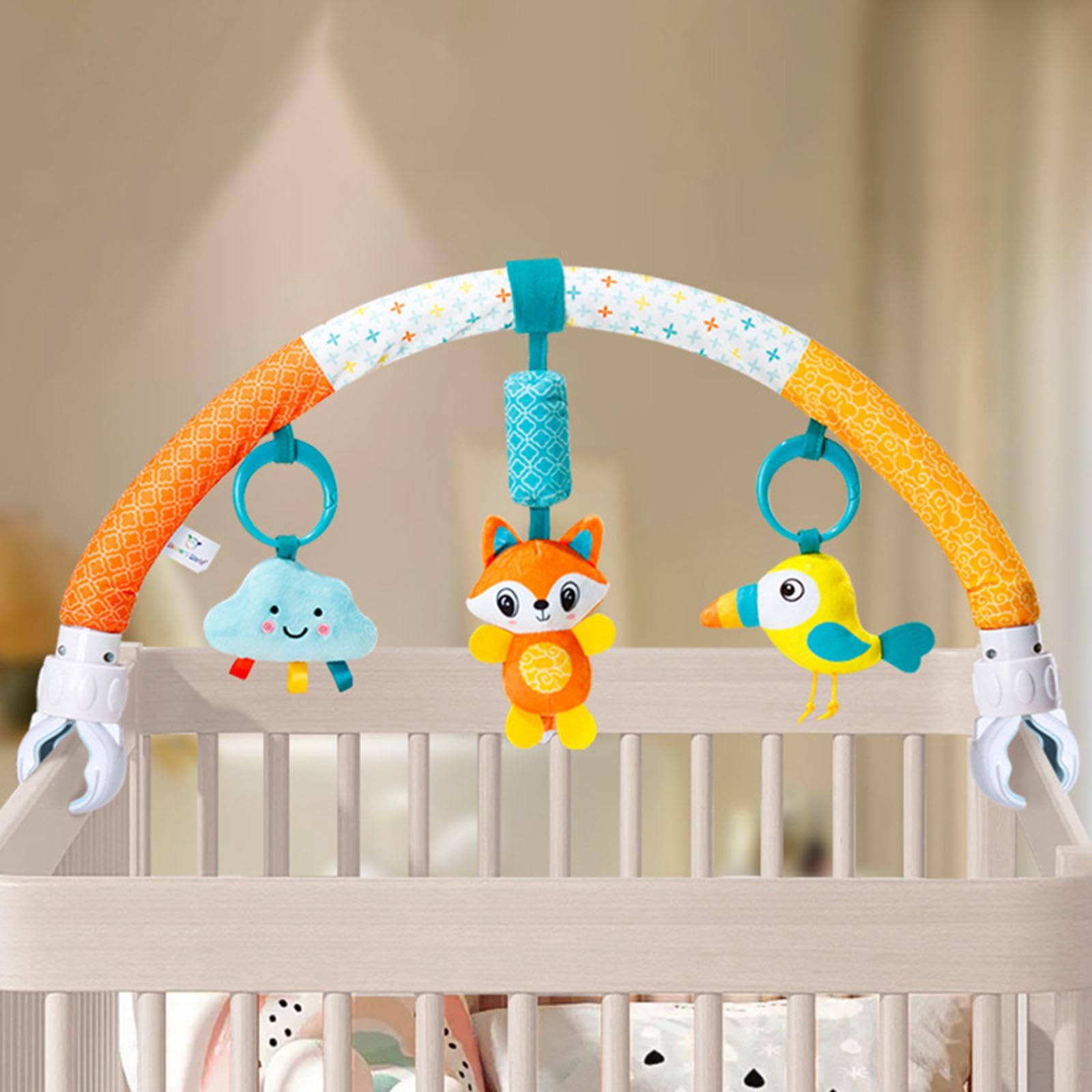 Qianly Kinderwagen Spielbogen Mobiles Spielcenter Autositz Anhänger Greifling Und mit Abnehmbarem Design für Flexible Nutzung Am Einkaufswagen Od, Wolke