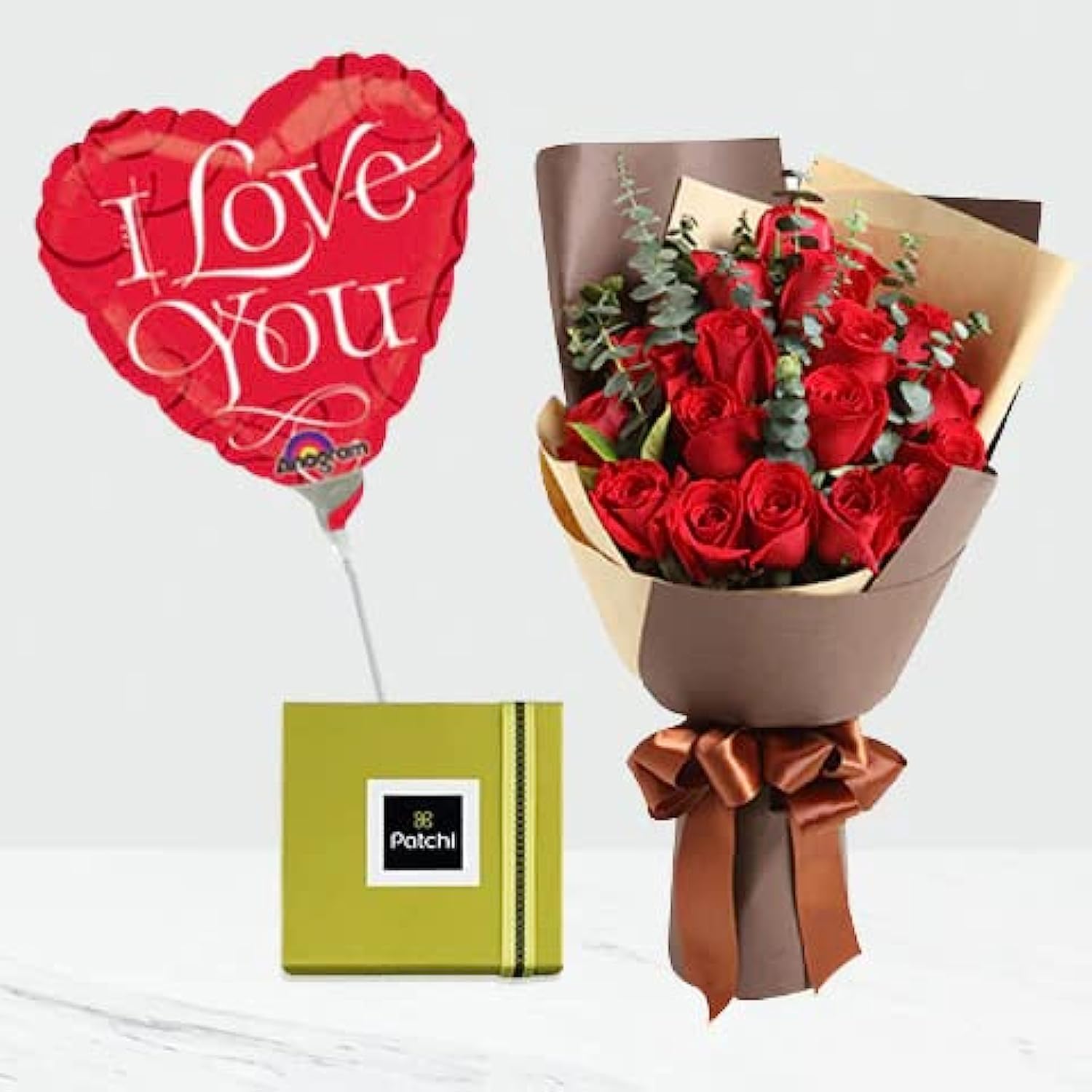 Patchi Sweetest Love Bouquet with Red Roses and Balloon for Valentine's Day