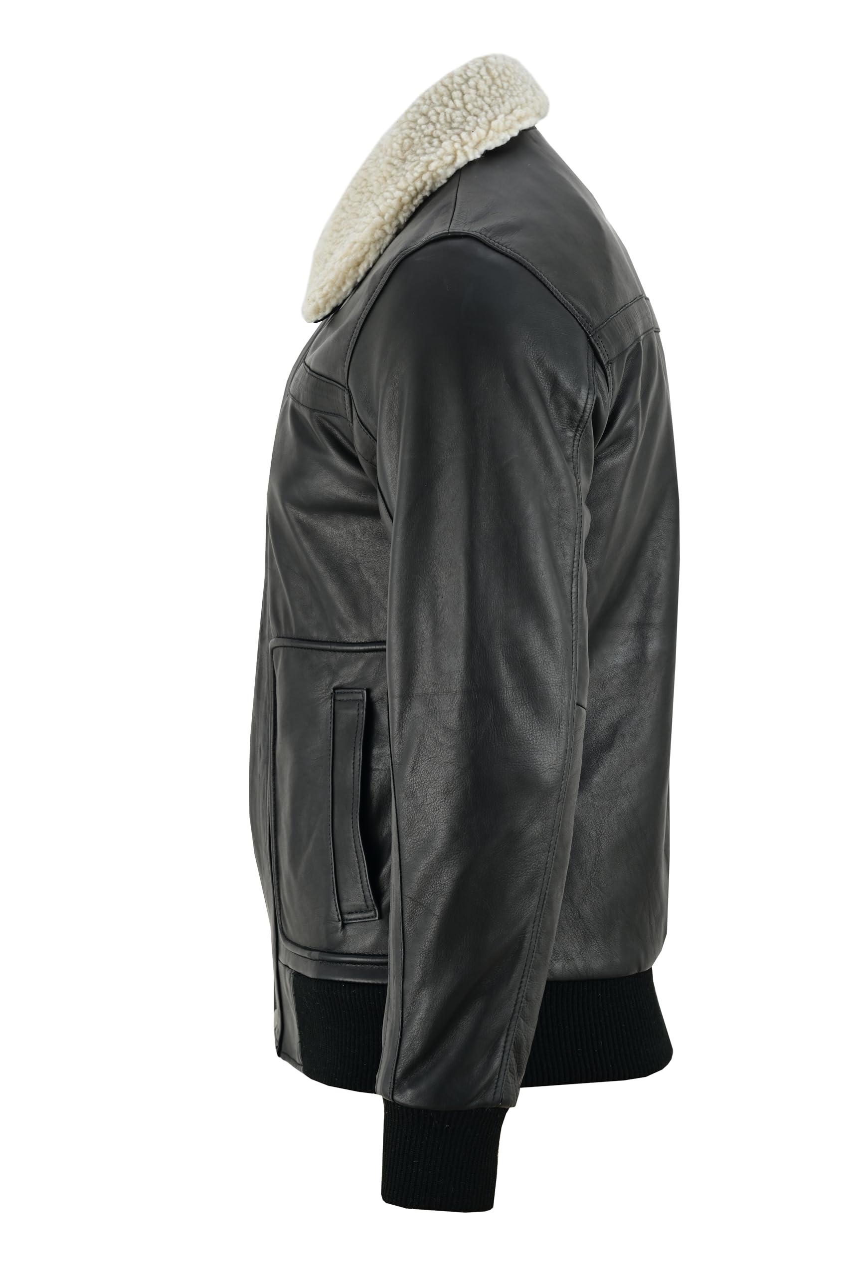 Vance The Leather Company Herren Lederjacke aus 100% Rindsleder – Echtleder Jacke mit abnehmbarem Fellkragen
