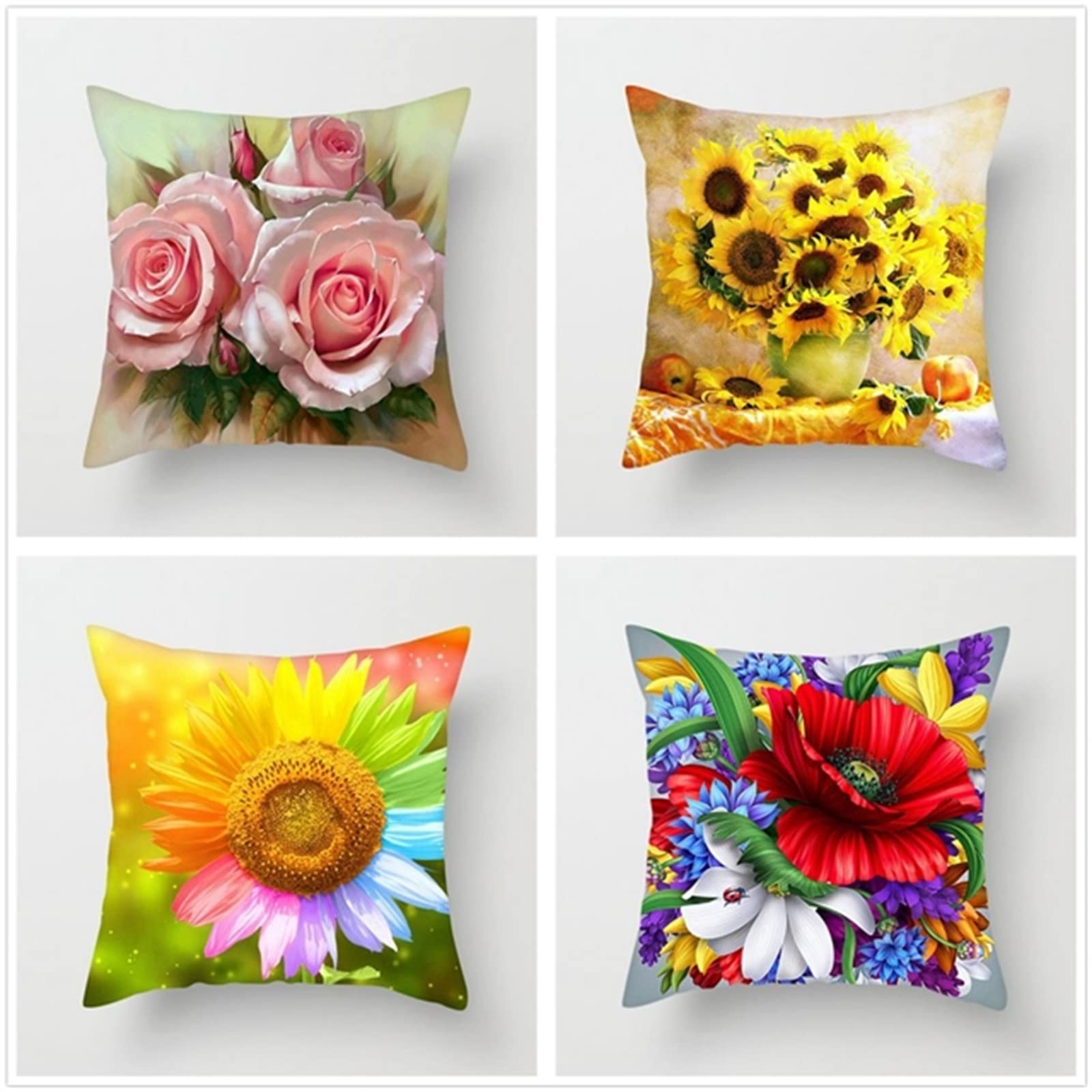 Poszewka na poduszkę 65 x 65 cm, zestaw 4 szt., styl boho, dekoracja do salonu, sypialni, pokoju, poszewka na poduszkę z ukrytym zamkiem błyskawicznym, poduszka na kanapę, na sofę, Boże Narodzenie,