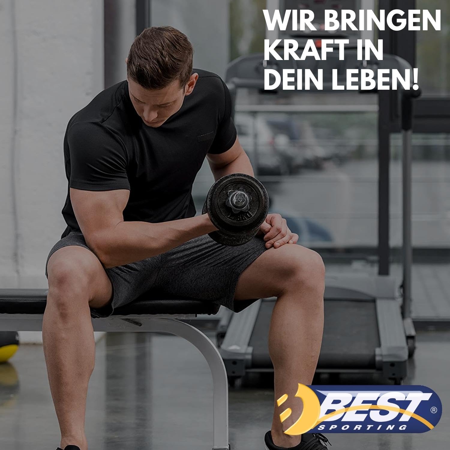 BEST SPORTING 2er Hantelset Kurzhantel Hantelkoffer Set 15 kg aus Gusseisen mit Stellringen - Hanteln verstellbar für Männer und Frauen - Für Dein Workout mit Dumbbells - Adjustable Dumbbell Set