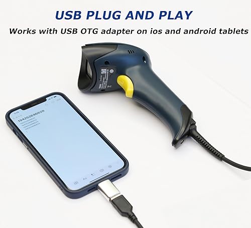 Miniatura 3 de TEEMI Escáner de código de barras QR con soporte de detección automática manos libres de mano automático USB con cable 1D 2D lector de códigos de