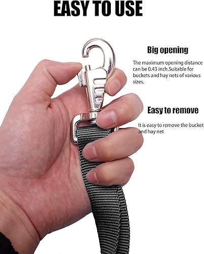 Miniatura 4 de Correa ajustable de nailon para cubeta (paquete de 3) para redes de heno, cubos de agua, correa para colgar, comederos de caballos al aire libre