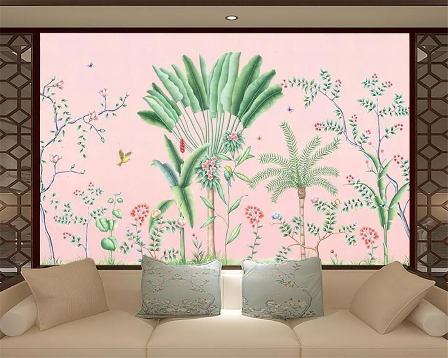 Papier Peint 3d Fleurs et Oiseaux pour créer un salon nature et moderne