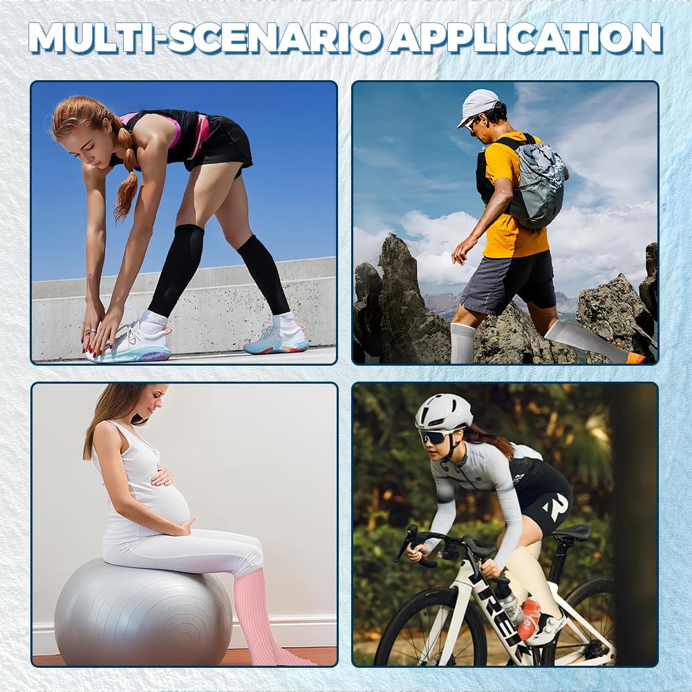 flintronic 2/3/6 Pares Calcetines de Compresion, Calcetines Compresion Running 15-20mmHg, Medias de compresion para Enfermera, Atletismo, Running, Ciclismo, Viajar