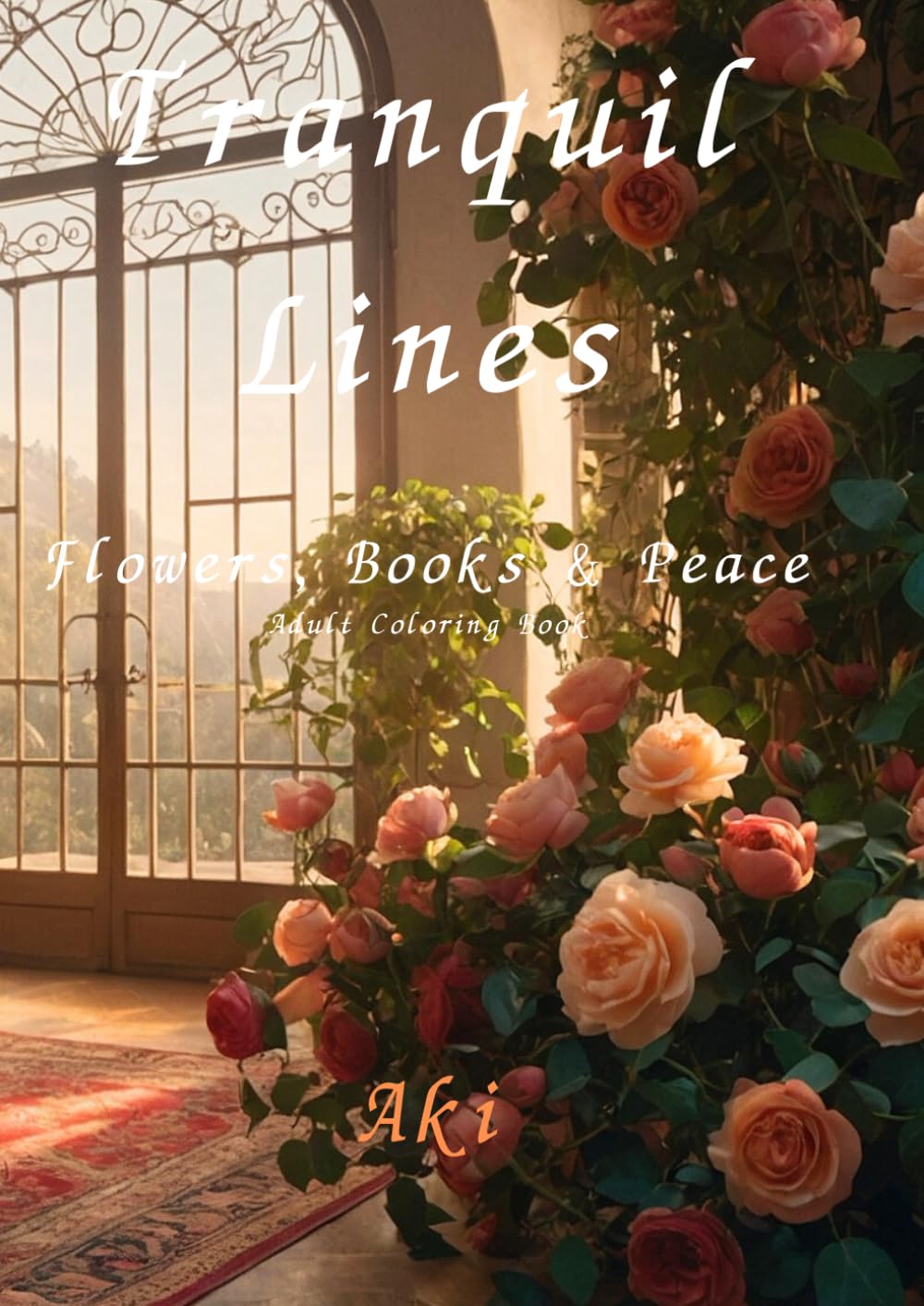 Tranquil Lines: Flowers, Books & Peace:Adult Coloring Book