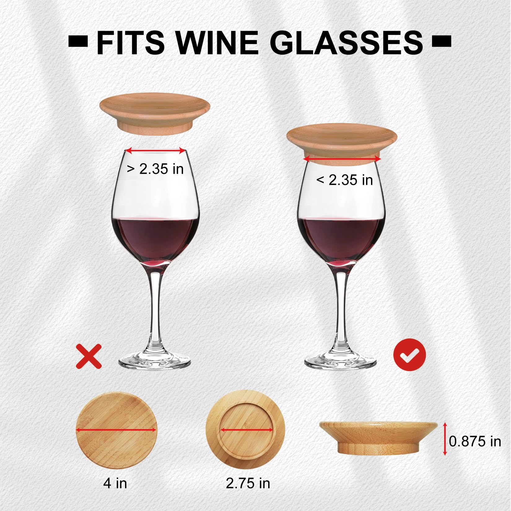 Hmsimqfy Premium Bamboo Wine Glass Charcuterie Topper,Elegant Bug Repelling Covers for Wine Glasses,Ideal Accessory for Charcuterie Boards(Bamboo, 6)