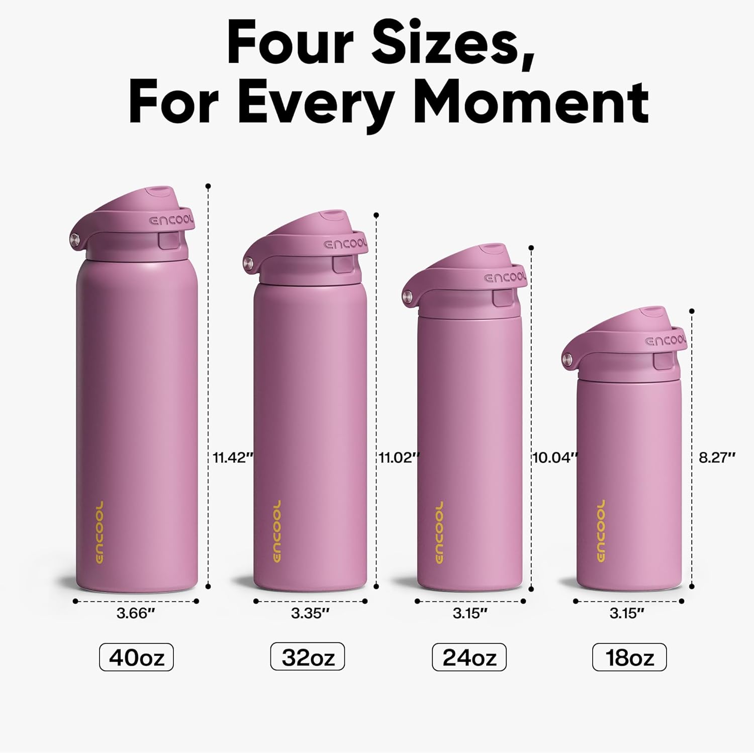 ENCOOL Leakproof Insulated Water Bottle with Straw Dual-Sip Water Bottle Bag-Safe Design for Work, Commute & Gym – Keeps Drinks Cold All Day, 24 oz, Mountbatten Pink - Image 9