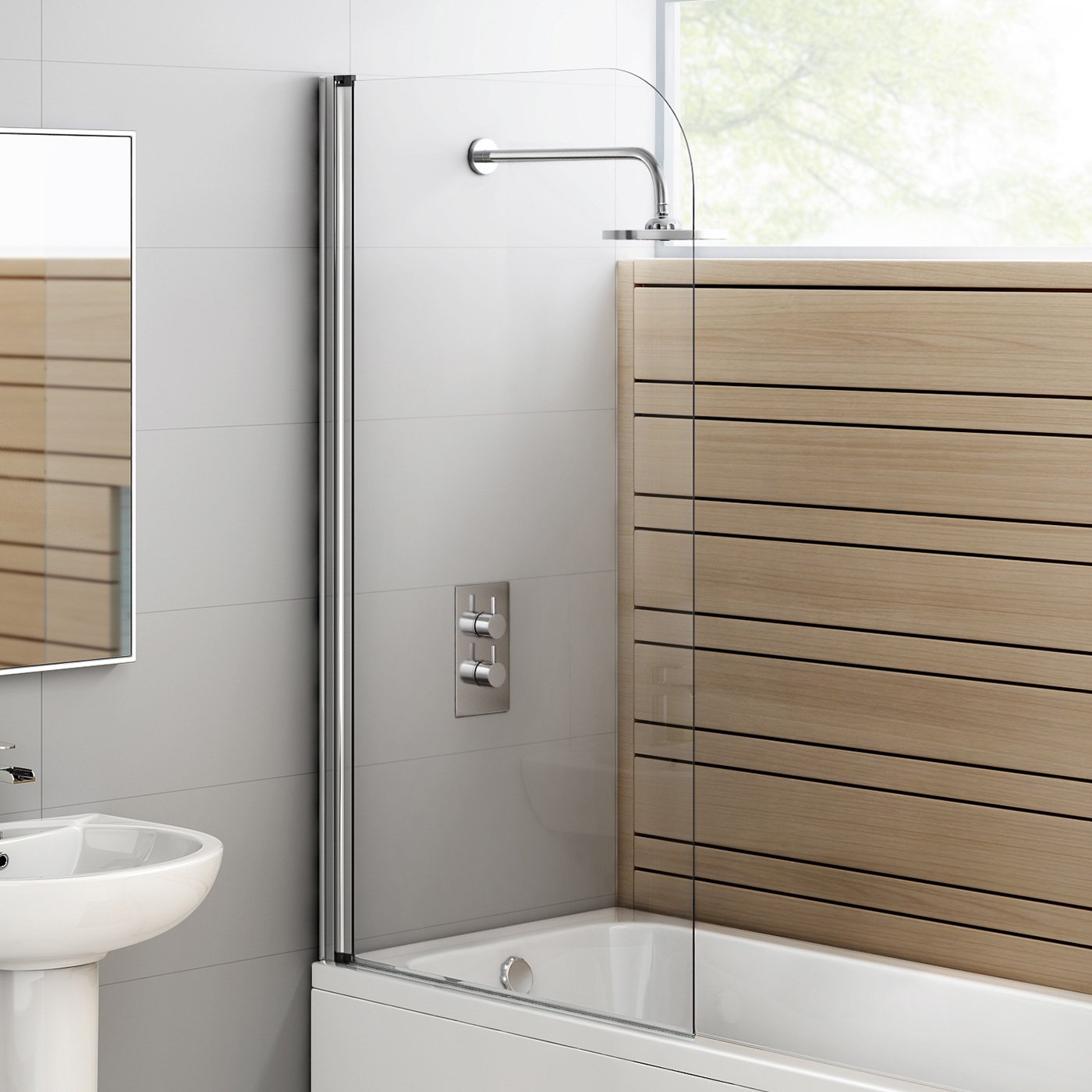 800mm Modern Pivot Bath Shower Glass Screen Reversible Door Panel
