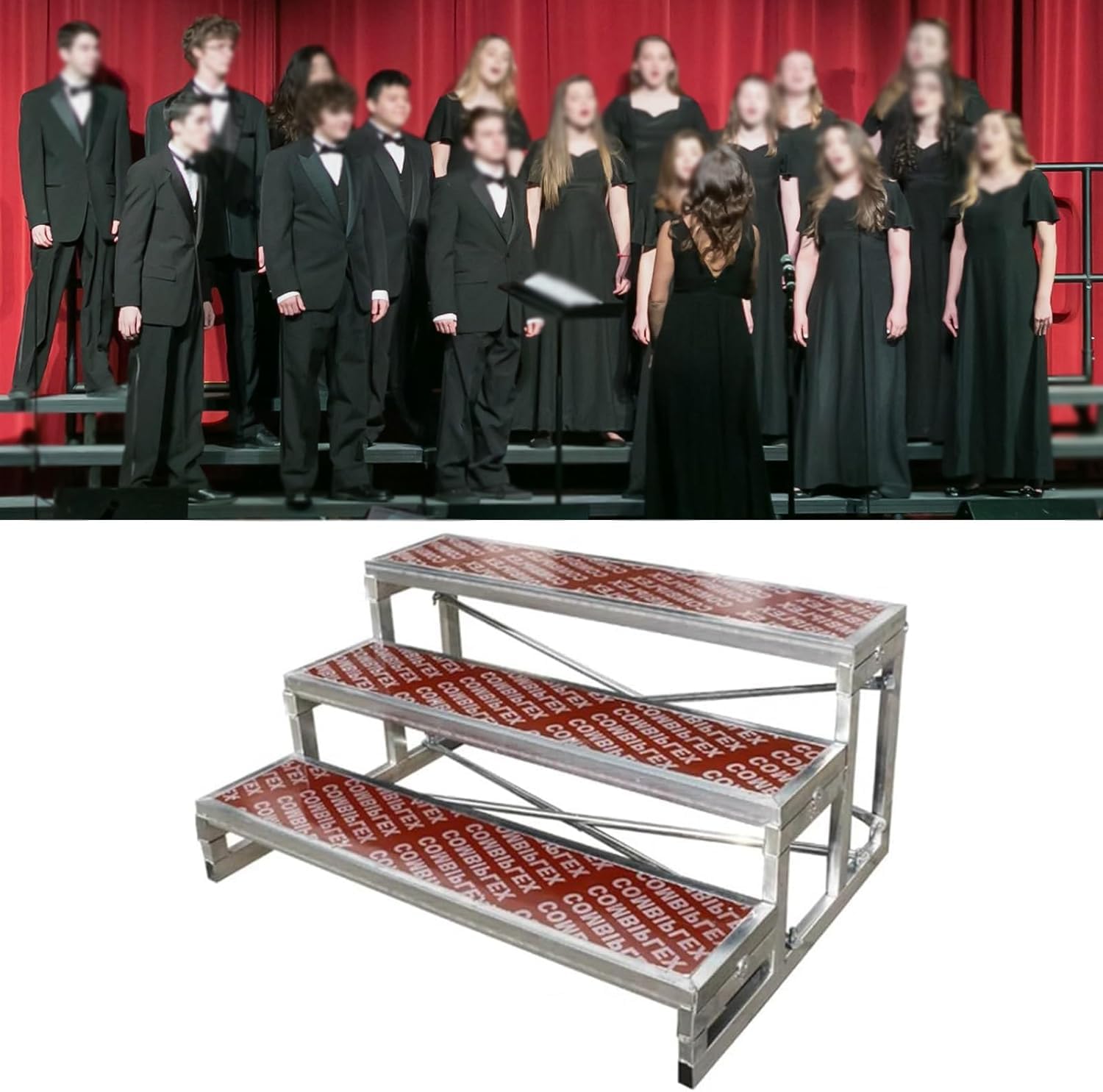 k3Mq9Rw Modular stage flooring Easy-to-assemble Three-tier Choir Risers, Ideal For Performances And Group Photographs