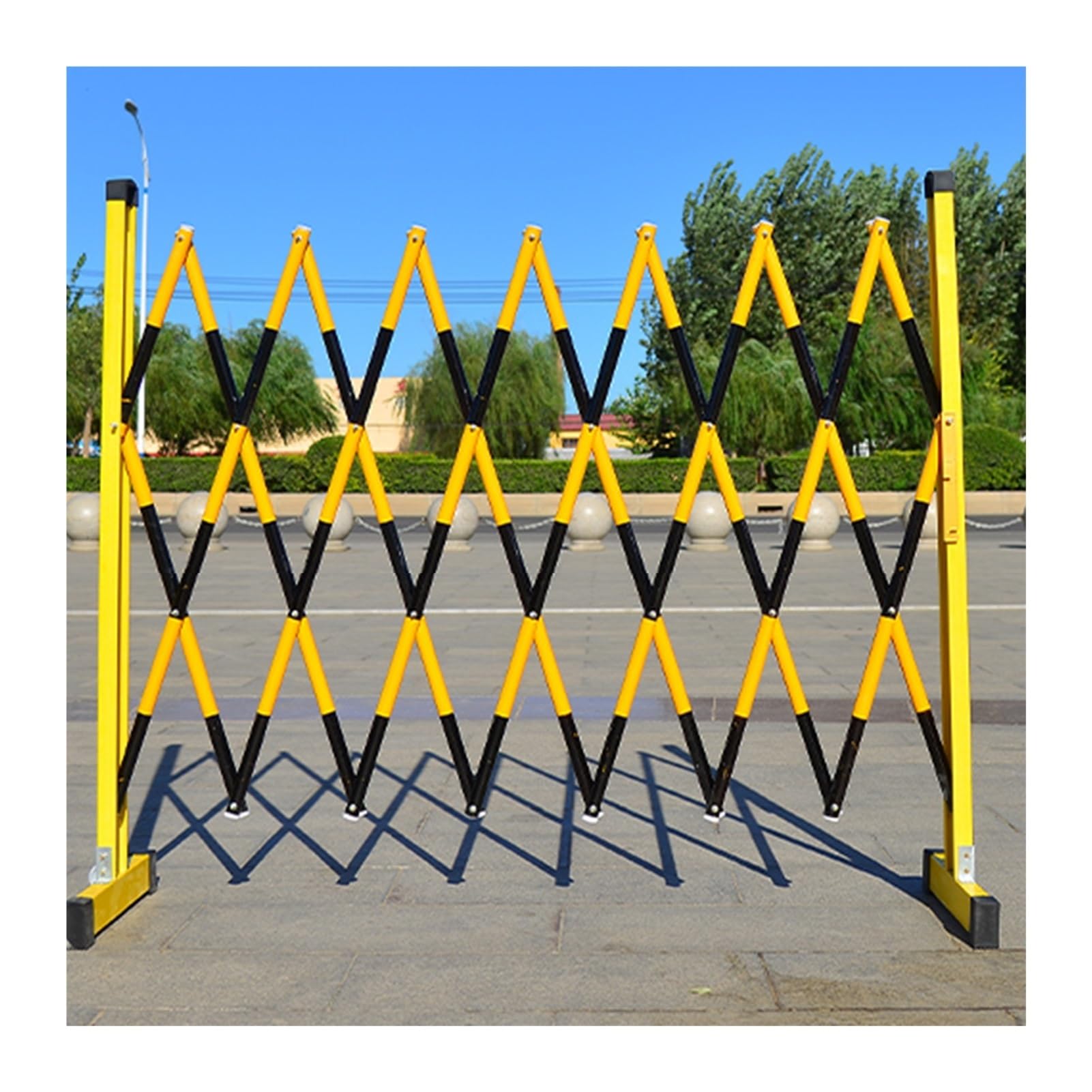 POLGDW Traffic Barricade, Expandable Red and Black Mobile Parking Barrier, 3.9ft Tall Retractable Traffic Fence (Black 47x59in)