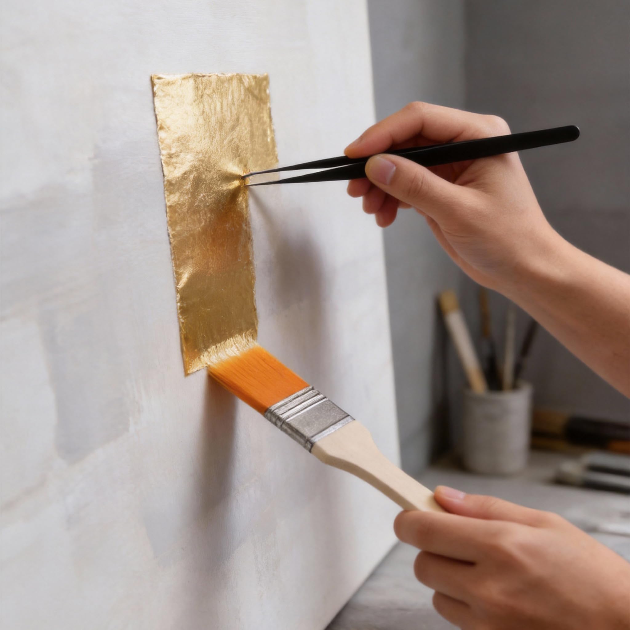 200 Hojas de Pan de Oro para Manualidades, lámina de Oro para Manualidades, lámina metálica de Pan de Oro para Pintura acrílica y Bricolaje (8,5 x 8 cm)