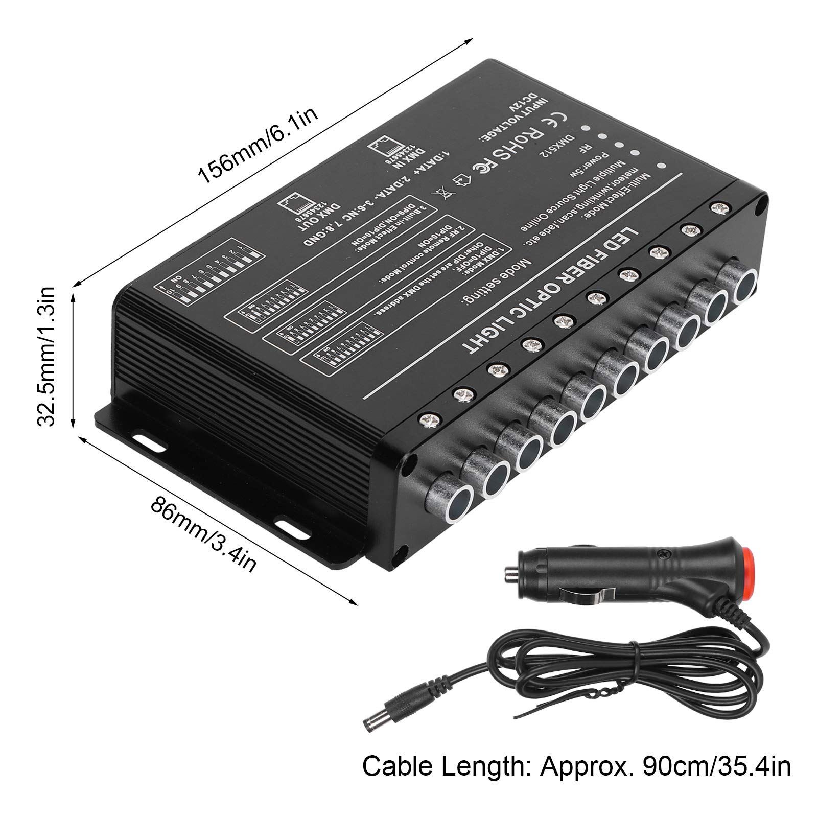 Lumière à Fibre Optique LED 10 Trous Esthétique avec 20 Effets D'éclairage Décoration de Plafond Automobile pour la Maison DC12V Source de Lumière LED Éclairage à Distance