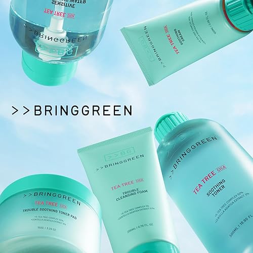 Miniatura 4 de BRING GREEN Tea Tree Cica Trouble Espuma limpiadora  Limpiador suave para exfoliación, elimina puntos negros, puntos blancos, residuos faciales,