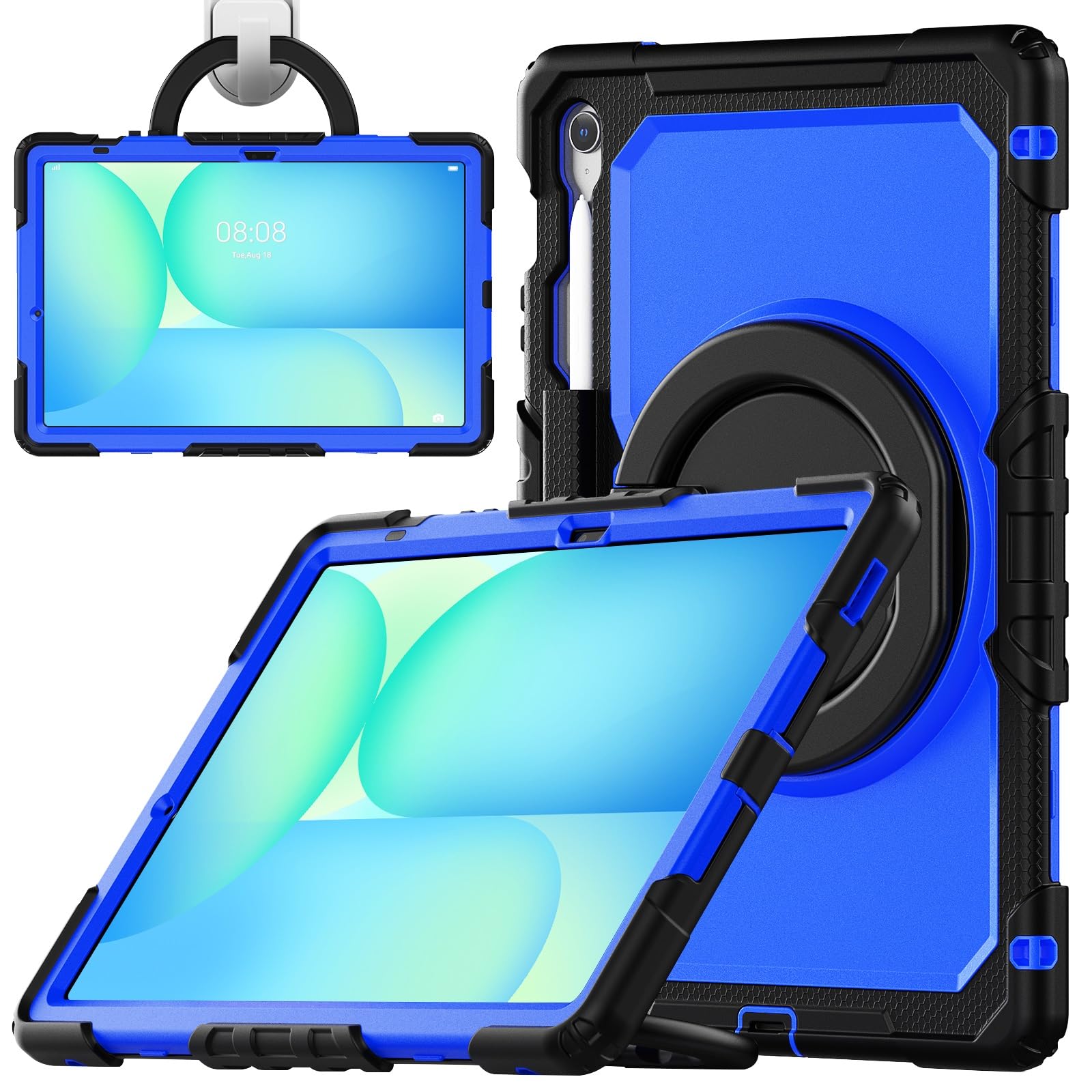 Ochronne etui na tablet Wytrzymała, odporna na wstrząsy obudowa TPU kompatybilna z Samsung Galaxy Tab S10 FE Plus 13,1 cala SM-X620/X626B 2025 Etui dla dzieci, obrotowy uchwyt 360 stopni, uchwyt na st