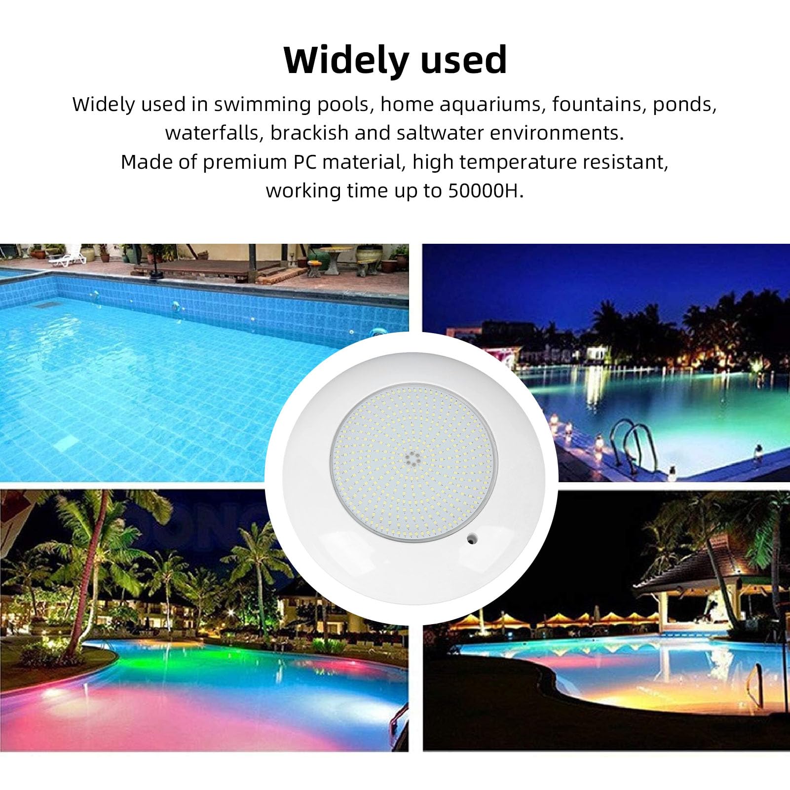 für LED-Poolbeleuchtung, High Bay, Low Bay, Aquarien, Springbrunnen, Teiche, Wasserfälle, Brack- und Meerwasserumgebungen, IP68 wasserdicht, 25 W, 2500 lm, 50000 Stunden