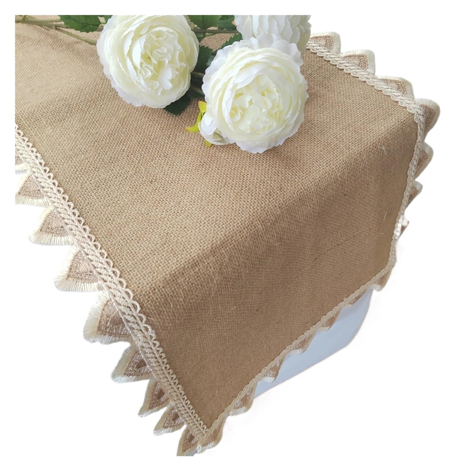 Jute Lace Linen Tablerunner For Home Table Decoration Flag Cloth Wedding Runner For Home Party Decor(30X180CM)