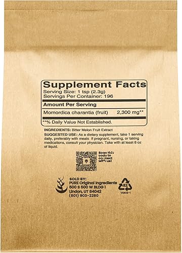 Miniatura 2 de Pure Original Ingredients Melón amargo (8oz) Suplemento tradicional, extracto natural, sin OMG
