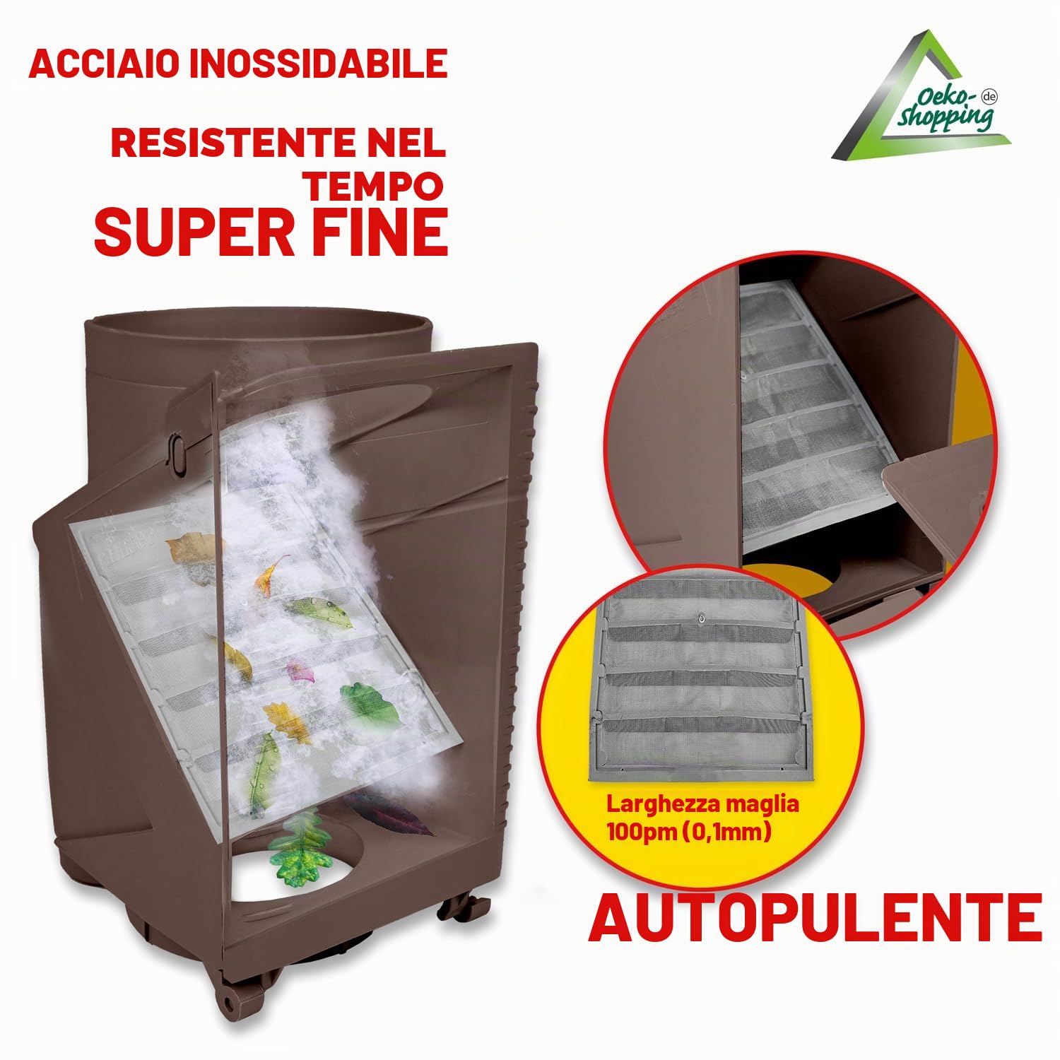 FILTRO PER ACQUA PIOVANA - FILTRO PLUVIALE per serbatoio - FILTRO PER GRONDAIA autopulente con installazione universale 75-110mm con SET COMPLETO di collegamento