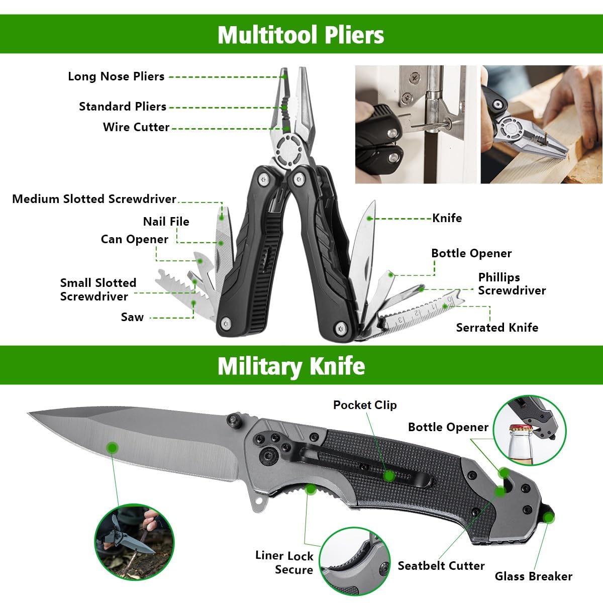 ZENHOSIT Multifunctional Folding Tactical Shovel Hatchet Combo - With Axe, Flashlight, Extension Handles - For Camping, Cycling, Hiking - 19.3-40.9 Inches — Amazon image 6