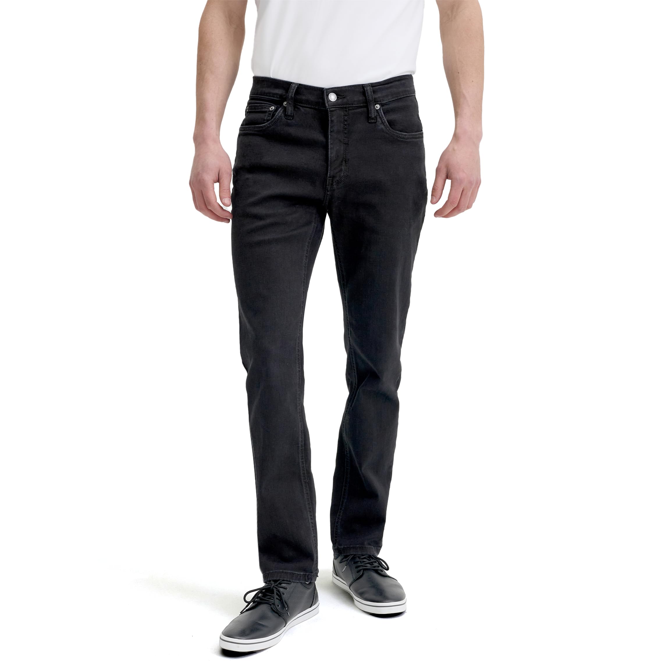 Urban Star Mens Slim Fit Stretch Jeans Athletic Tapered Casual Denim | Up to Size 46 Waist 4 Colors: Dark Blue Medium Blue Bleach Black product thumbnail 2