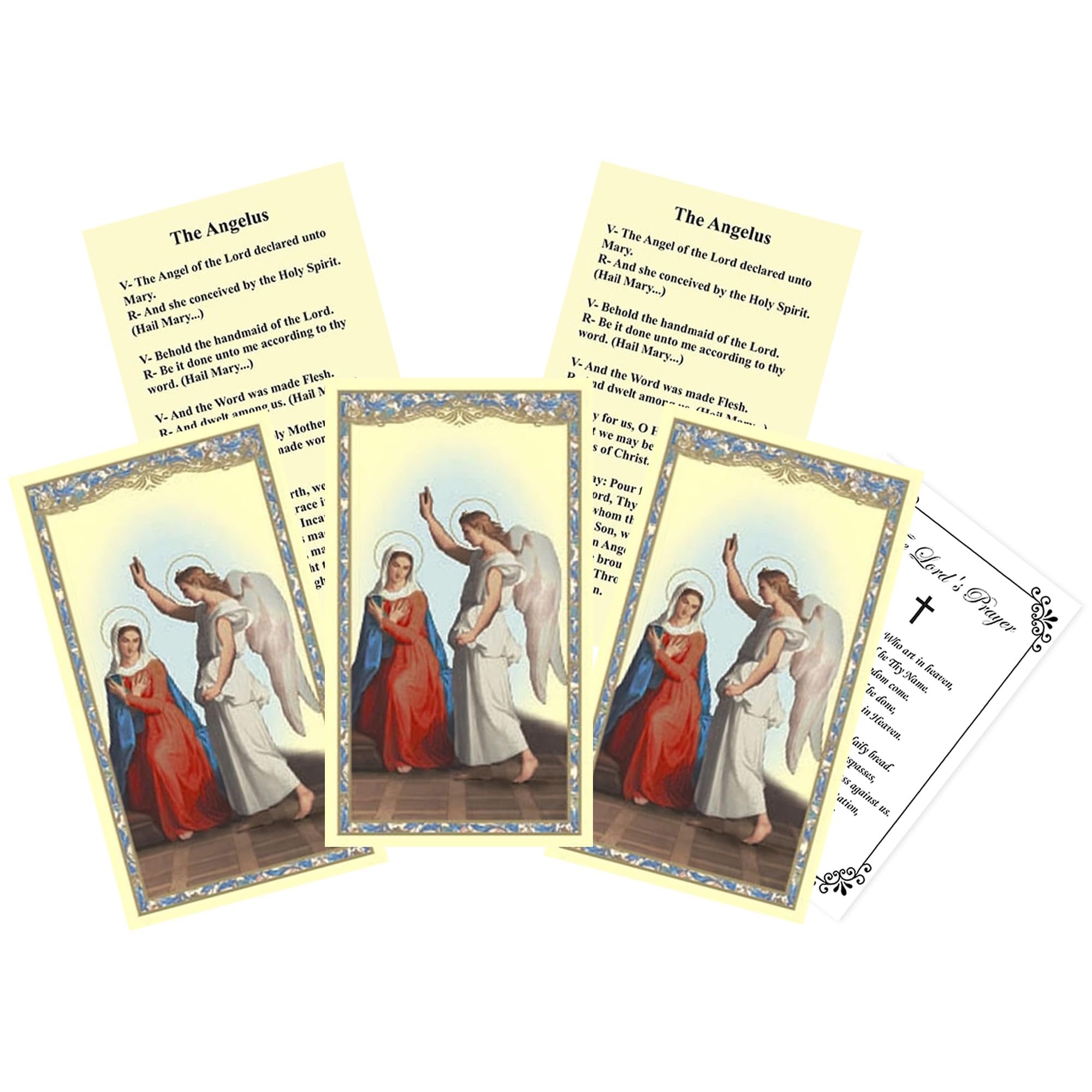 Angelus Prayer Card - Thick Glossy Paper Angelus Card for Daily Prayer and Devotion, The Lord's Prayer Card - Angelus Holy Card, The Annunciation of Mary Themed Catholic Cards Set - 6 Items
