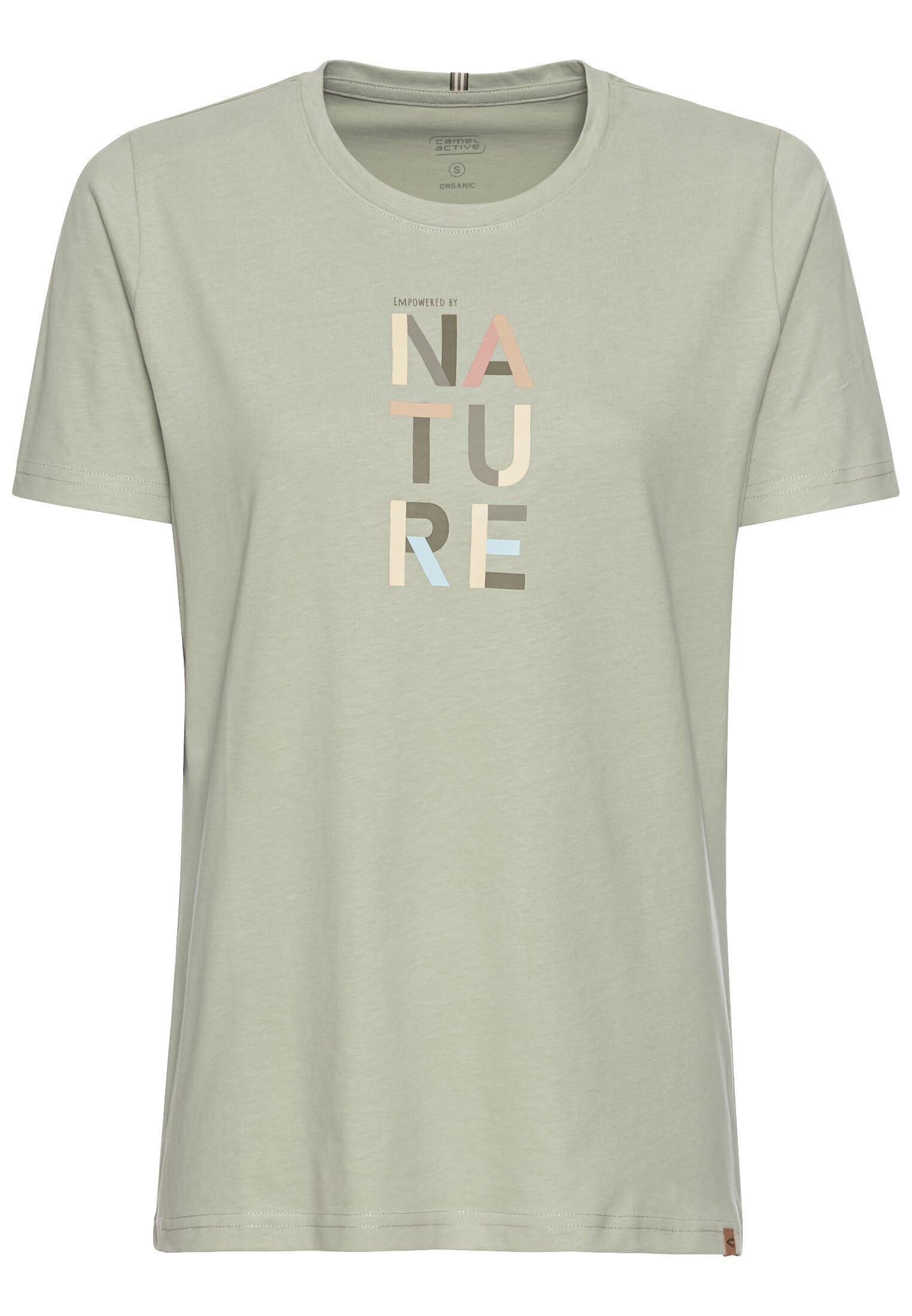 camel active Women's T-Shirt with Print Made from Sustainable Organic Cotton, Gray, S