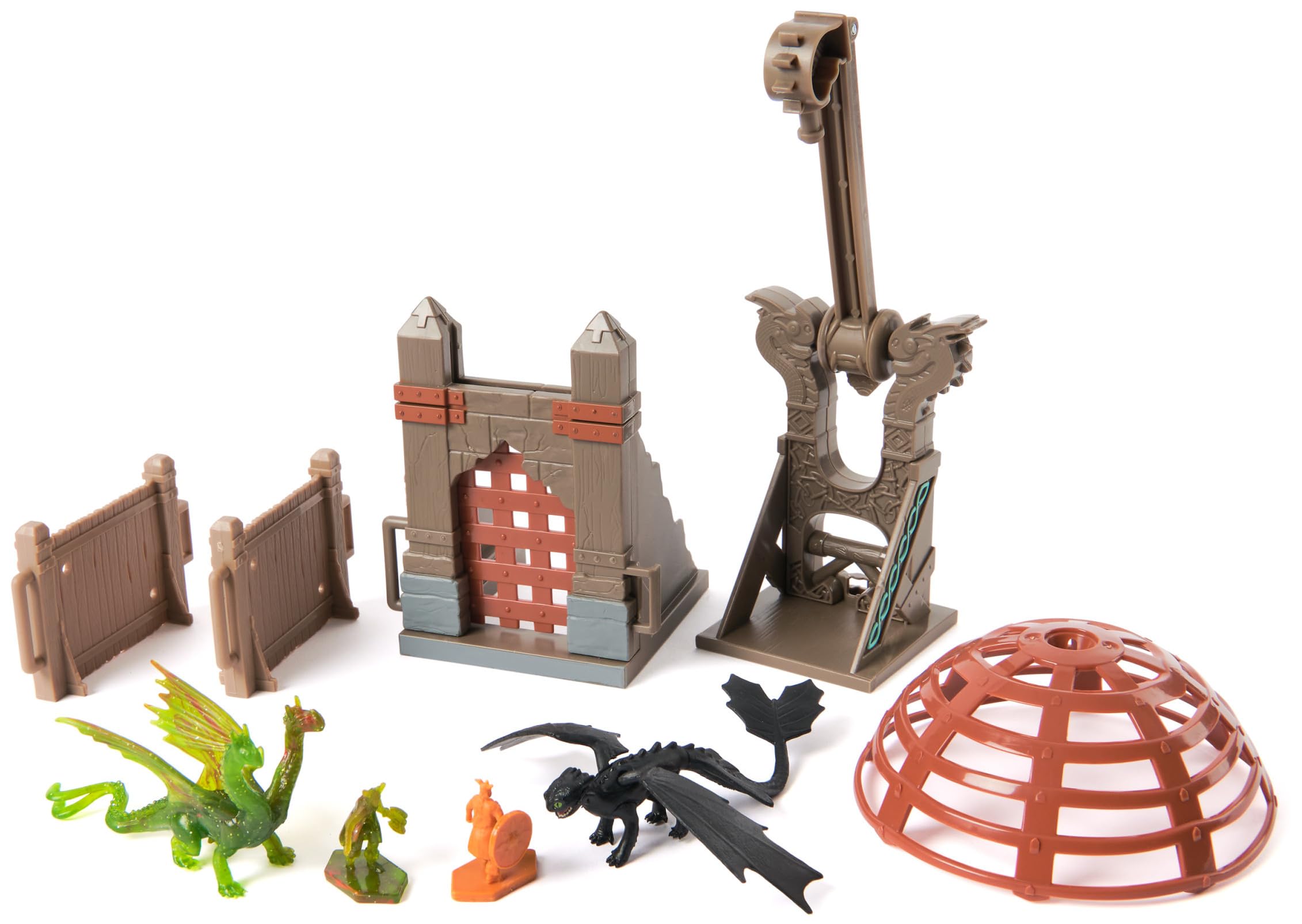 Dreamworks Dragons, Trial of Flame, World of Berk: Dragon Capture Playset, 2 Dragon Figures with 2 Viking Figures, Playset for Kids for Ages 4 and up