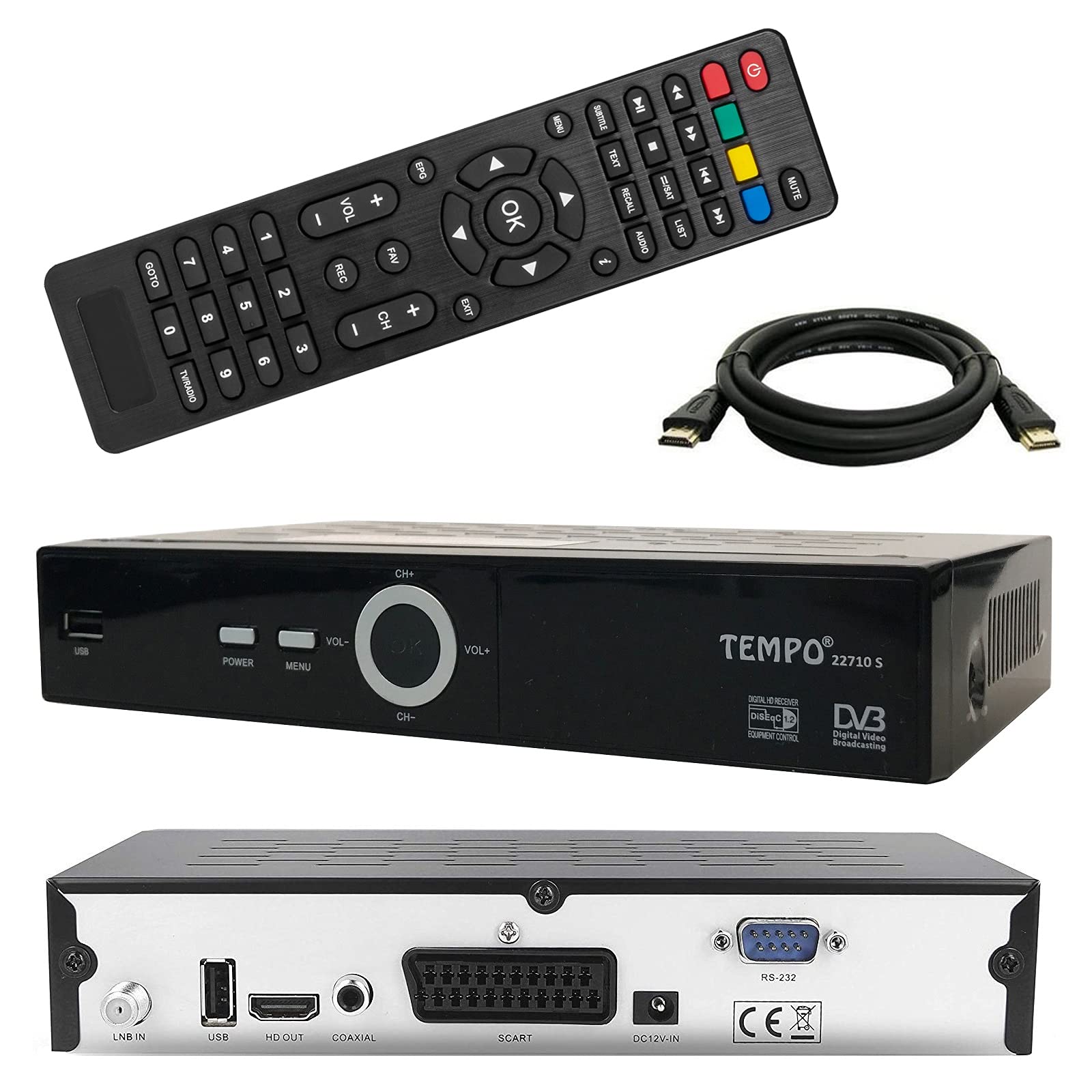 HD Sat Anlage 80 cm Spiegel + Opticum Quad LNB für 4 Teilnehmer + 2 Stück HD SAT Receiver (3 Farben wählbar)