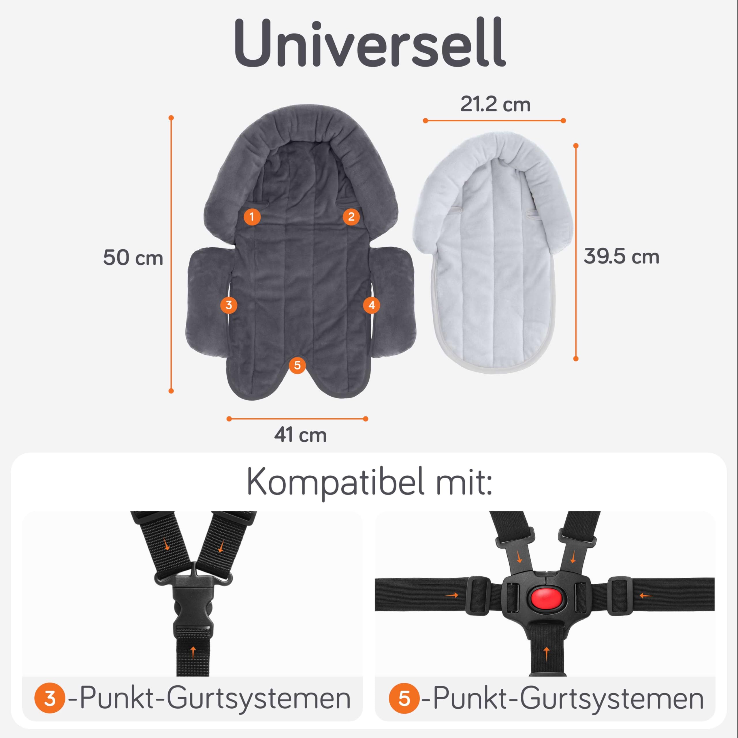 Baby Uma 2-in-1 Baby & Autositz Neugeboreneneinsatz Babyschale (0-12 Monate) Superweicher, Universeller Neugeborenen Einsatz - Waschmaschinengeeignete Autositz Kopfstütze & Sitzauflage Kinderwagen